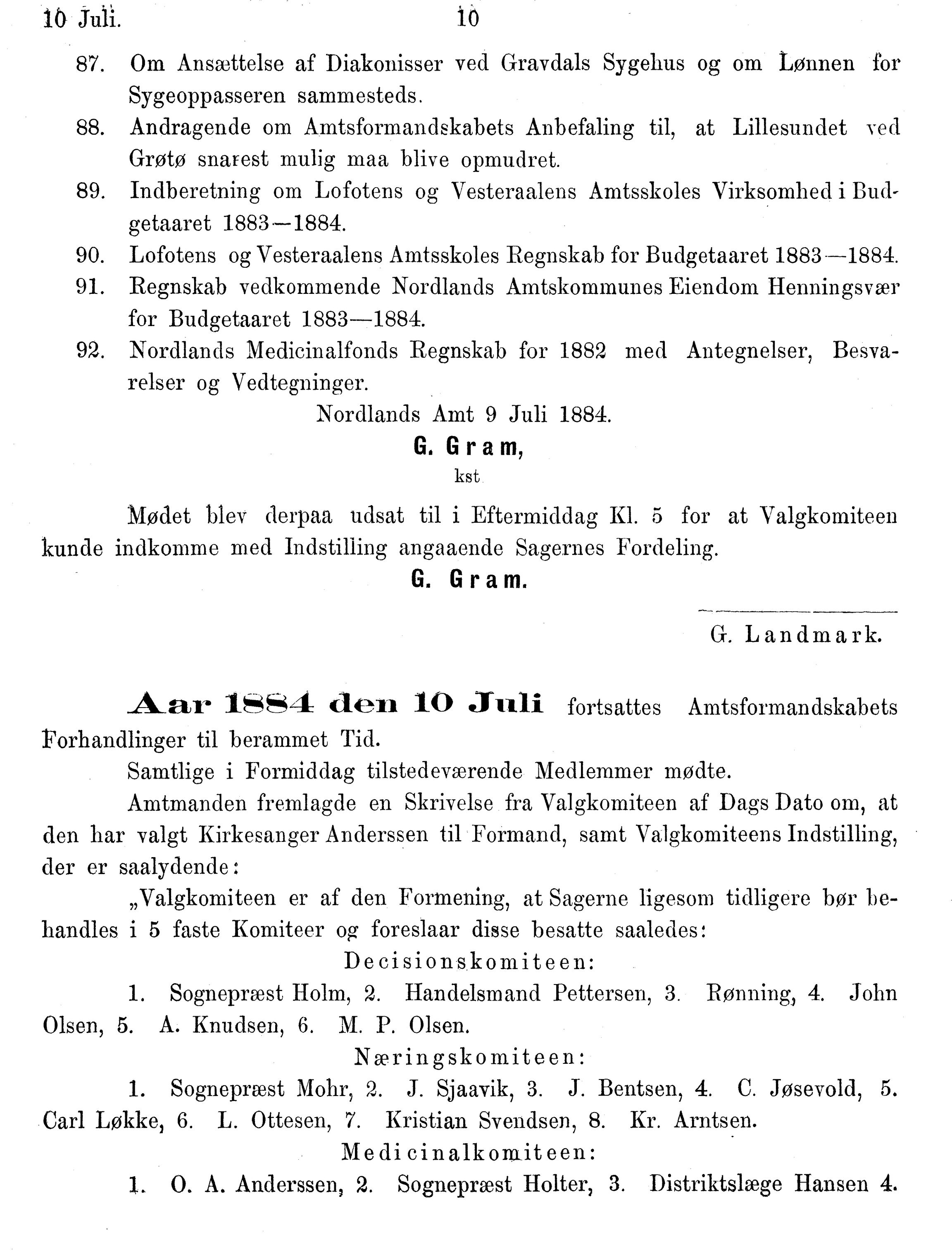 Nordland Fylkeskommune. Fylkestinget, AIN/NFK-17/176/A/Ac/L0014: Fylkestingsforhandlinger 1881-1885, 1881-1885