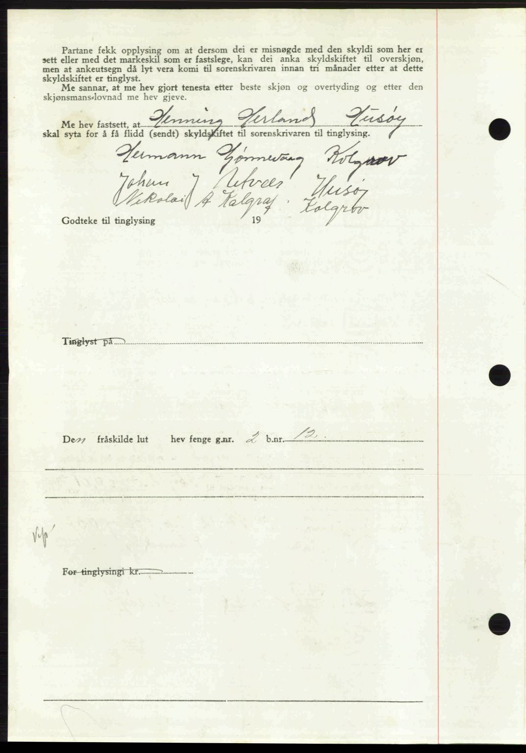 Ytre Sogn tingrett, SAB/A-2601/1/G/Gbb/L0007: Pantebok nr. A4 - A5 (B3), 1949-1949, Dagboknr: 655/1949