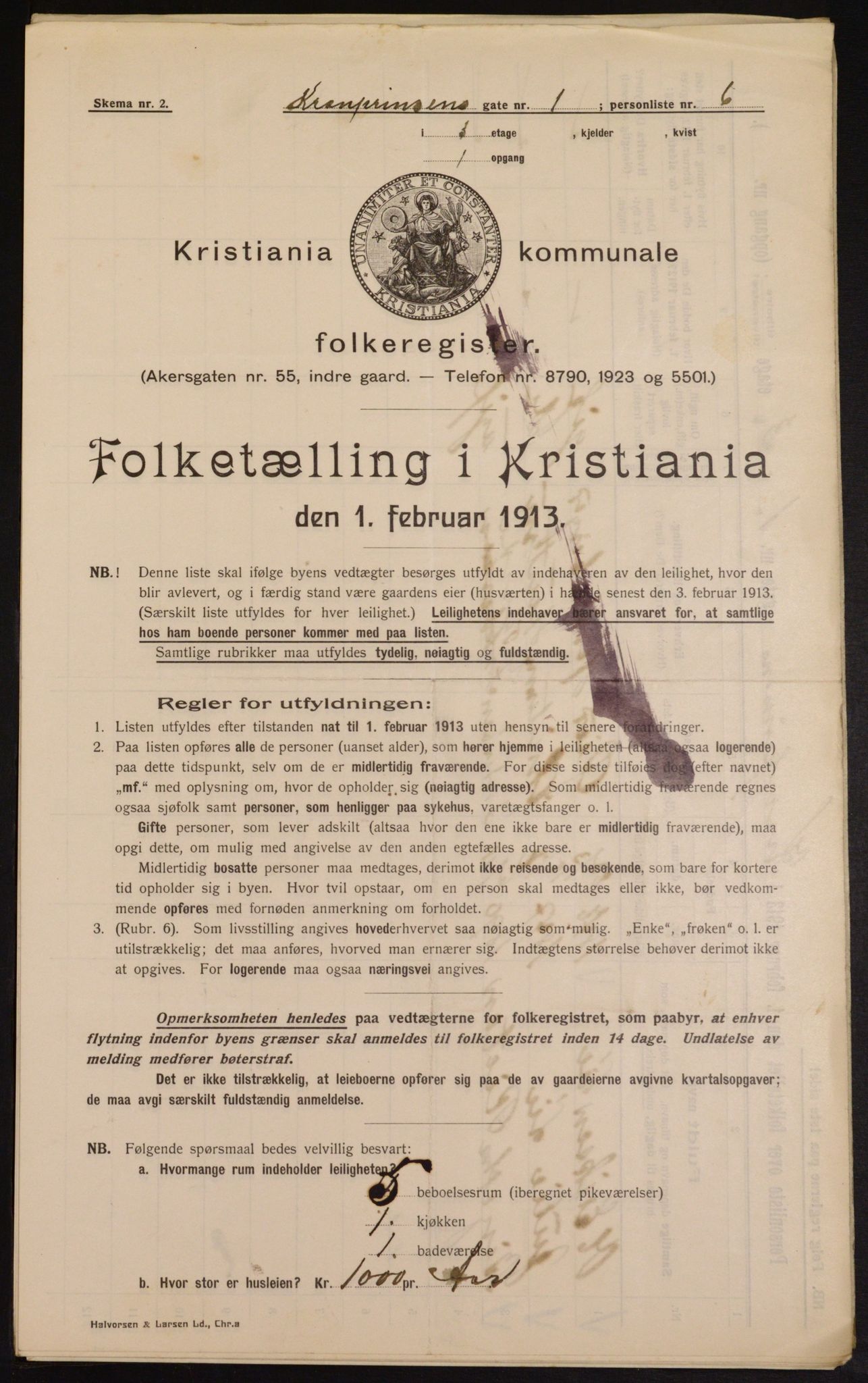 OBA, Kommunal folketelling 1.2.1913 for Kristiania, 1913, s. 54180