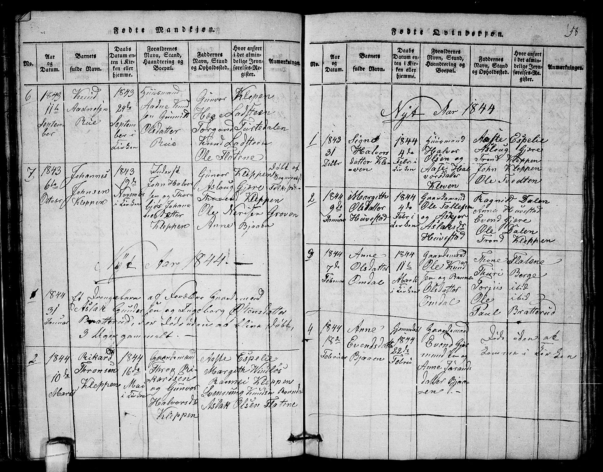 Lårdal kirkebøker, AV/SAKO-A-284/G/Gb/L0001: Klokkerbok nr. II 1, 1815-1865, s. 58