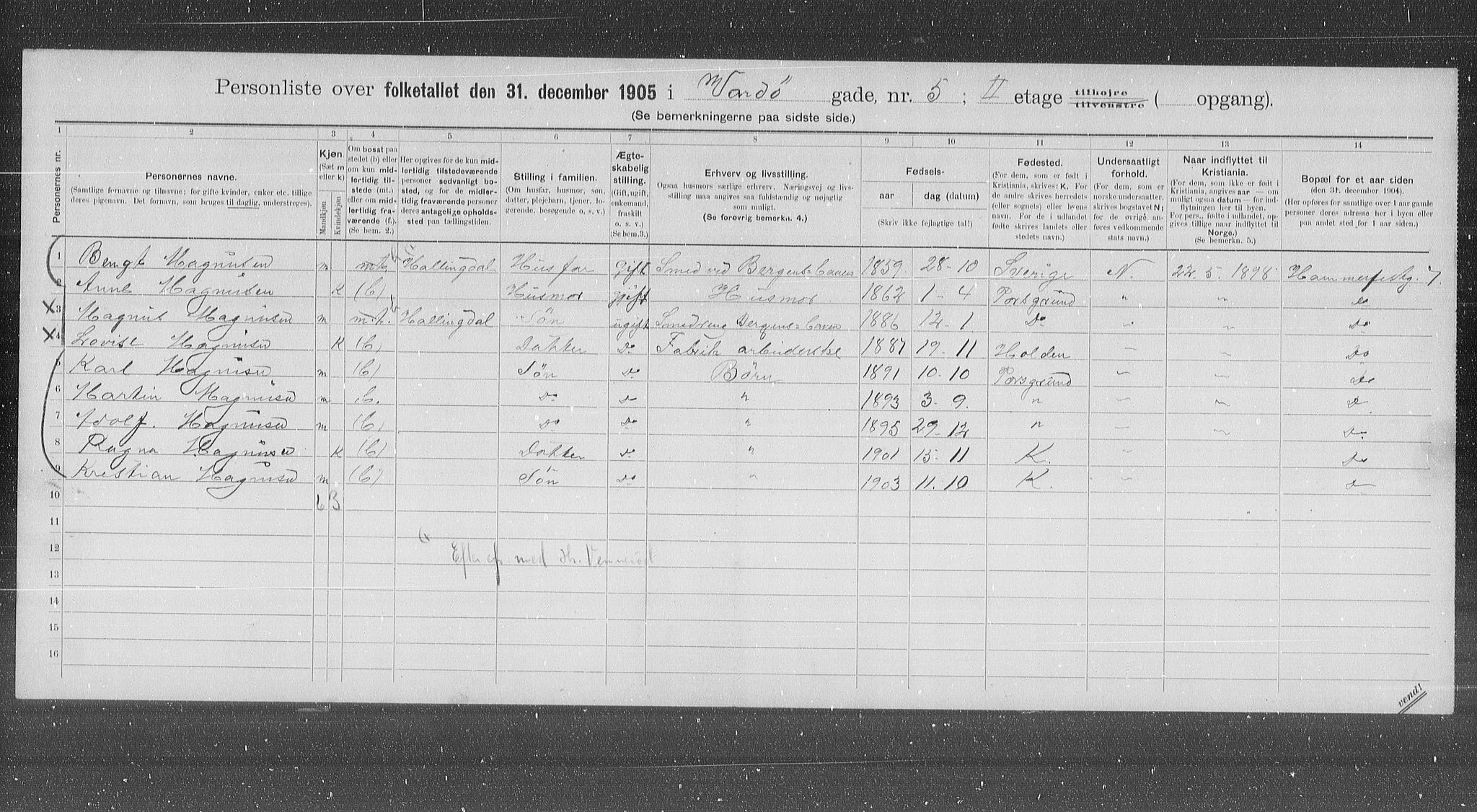 OBA, Kommunal folketelling 31.12.1905 for Kristiania kjøpstad, 1905, s. 64307