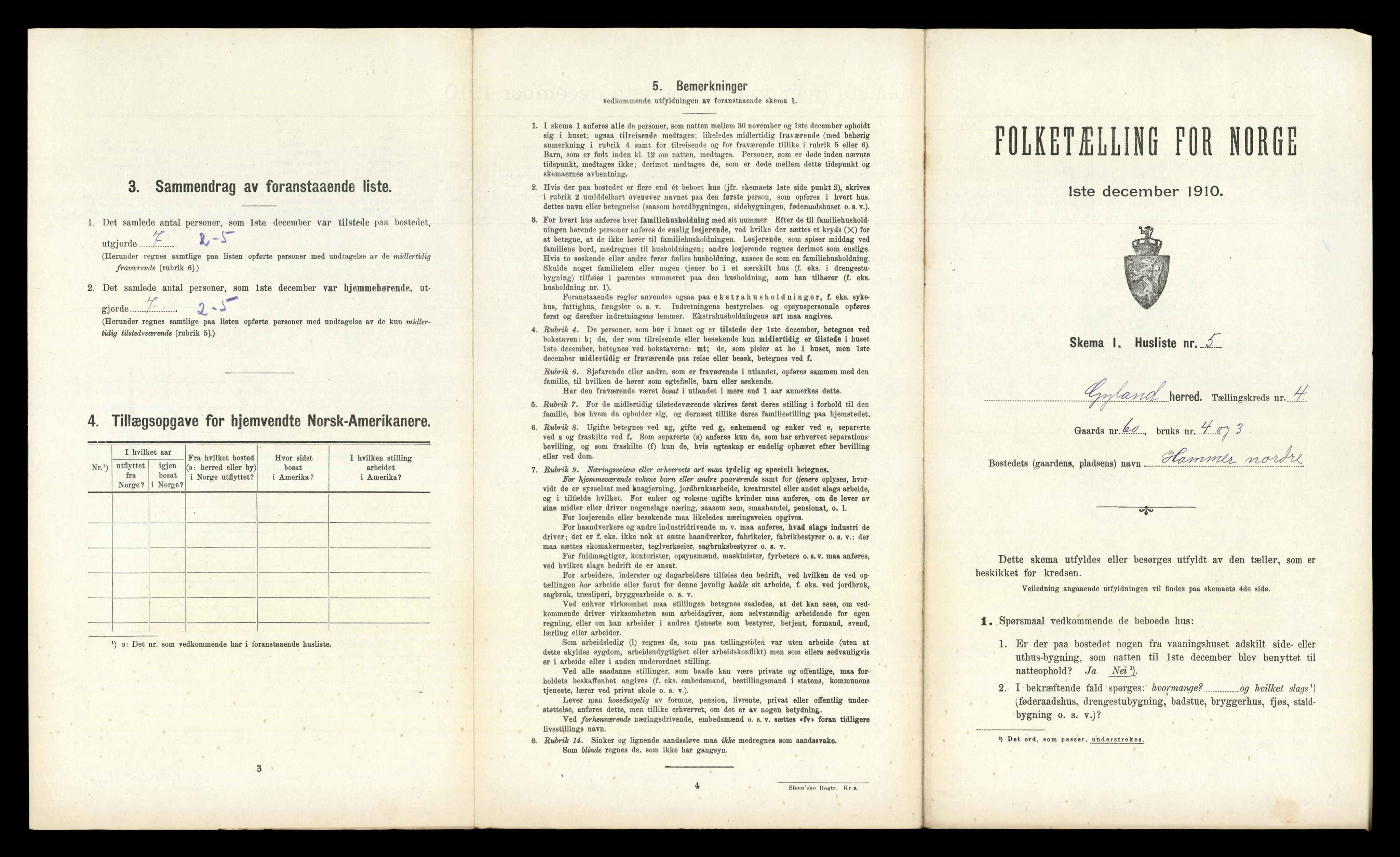 RA, Folketelling 1910 for 1044 Gyland herred, 1910, s. 140