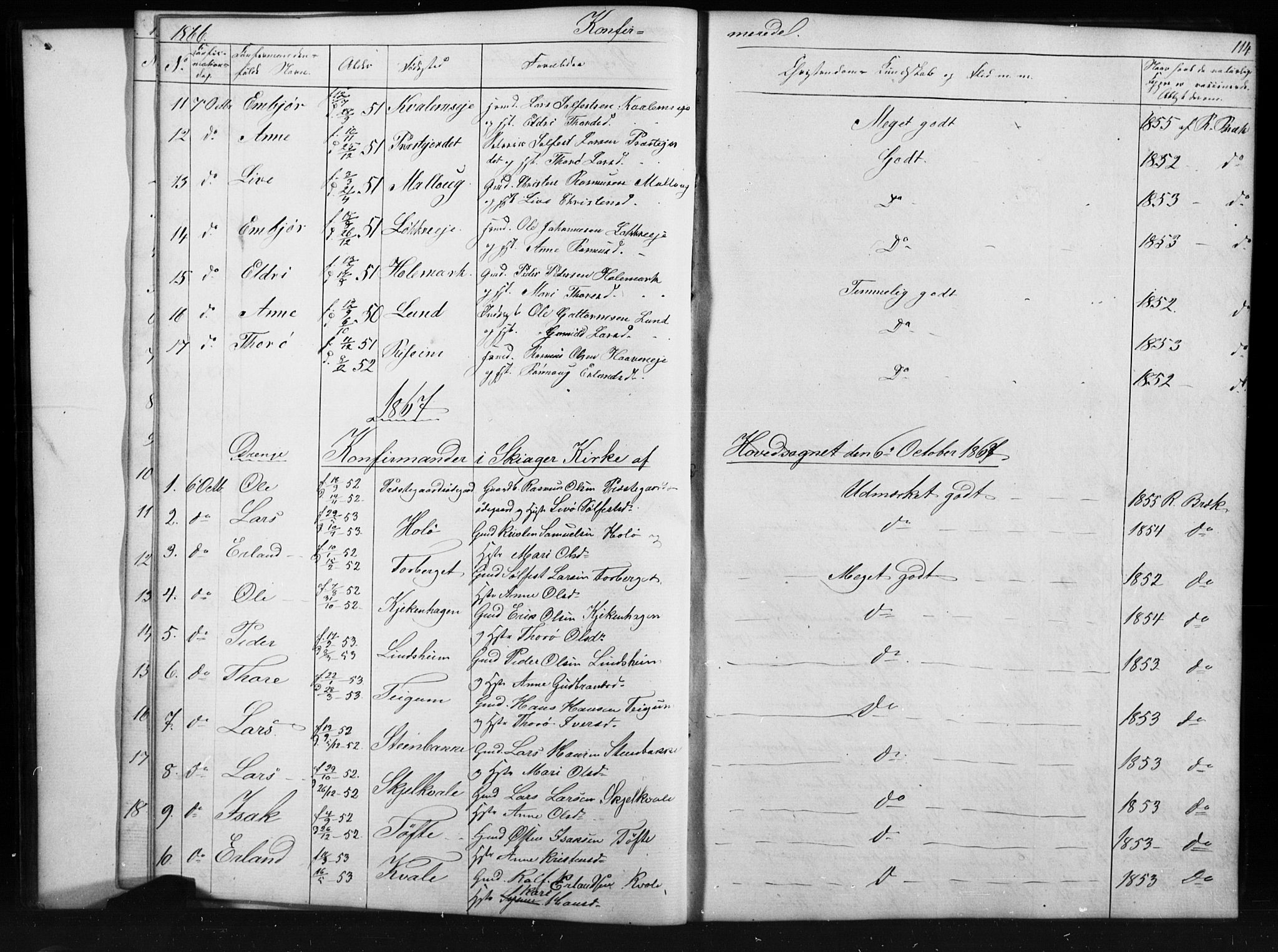 Skjåk prestekontor, AV/SAH-PREST-072/H/Ha/Hab/L0001: Klokkerbok nr. 1, 1865-1893, s. 114