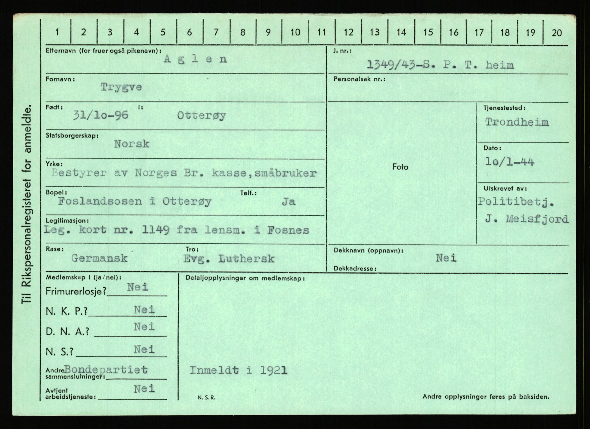 Statspolitiet - Hovedkontoret / Osloavdelingen, AV/RA-S-1329/C/Ca/L0001: Aabakken - Armann, 1943-1945, s. 1186