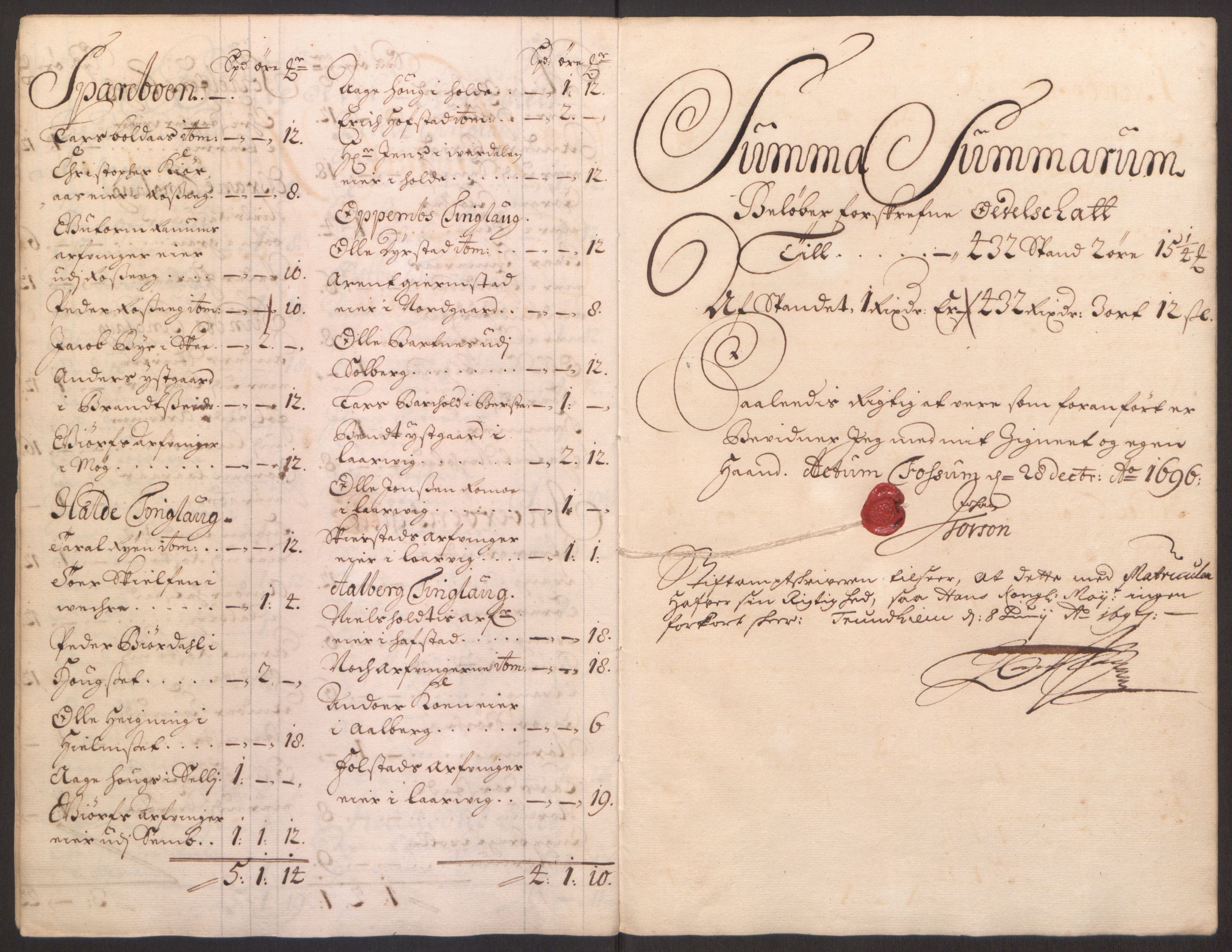 Rentekammeret inntil 1814, Reviderte regnskaper, Fogderegnskap, RA/EA-4092/R63/L4309: Fogderegnskap Inderøy, 1695-1697, s. 242