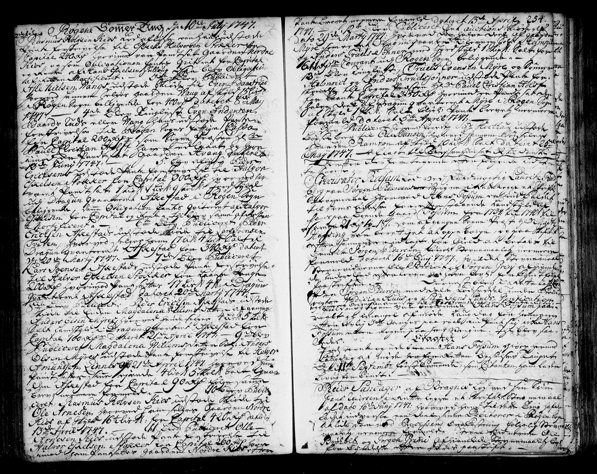 Lier, Røyken og Hurum sorenskriveri, AV/SAKO-A-89/F/Fa/L0051: Tingbok, 1745-1748, s. 254
