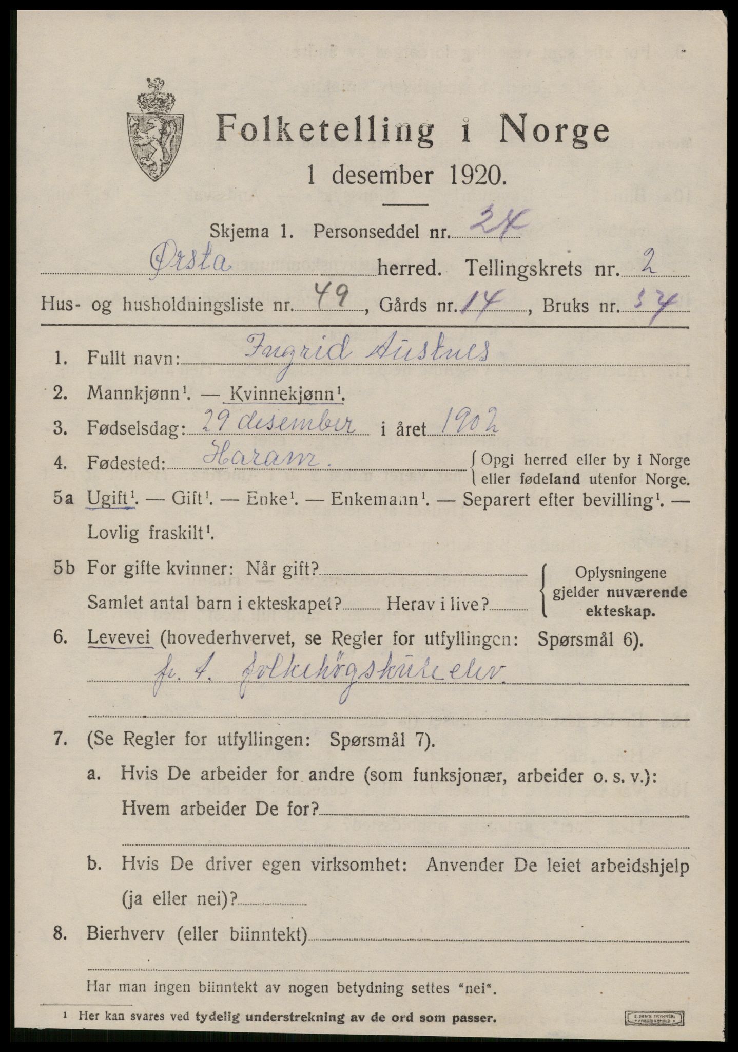 SAT, Folketelling 1920 for 1520 Ørsta herred, 1920, s. 2546