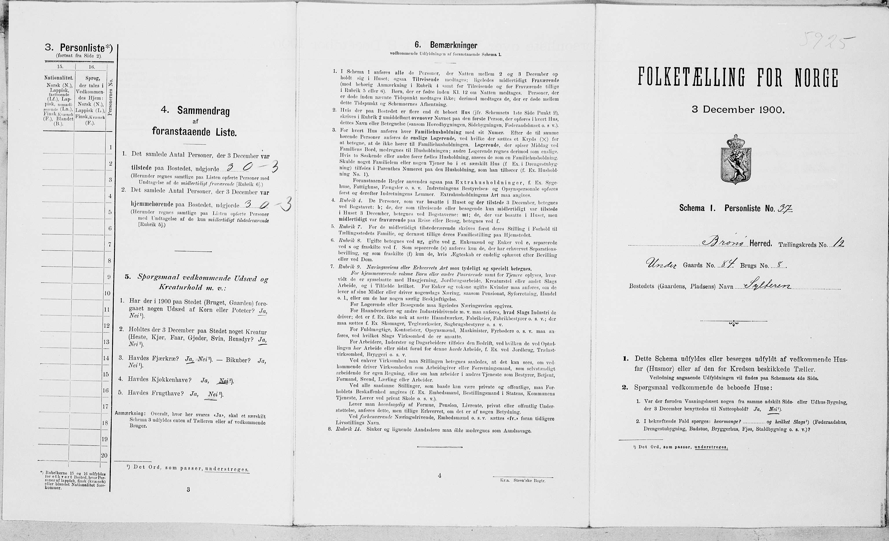 SAT, Folketelling 1900 for 1814 Brønnøy herred, 1900, s. 1525