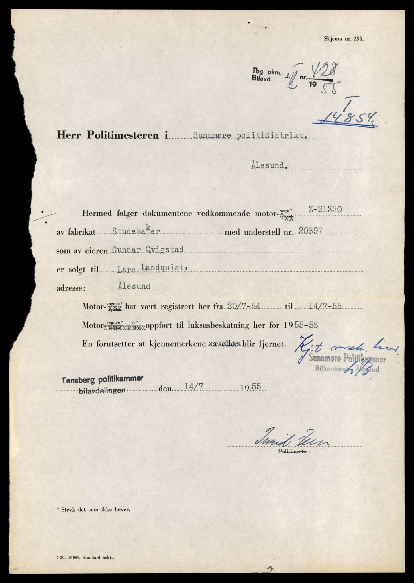 Møre og Romsdal vegkontor - Ålesund trafikkstasjon, AV/SAT-A-4099/F/Fe/L0048: Registreringskort for kjøretøy T 14721 - T 14863, 1927-1998, s. 3075