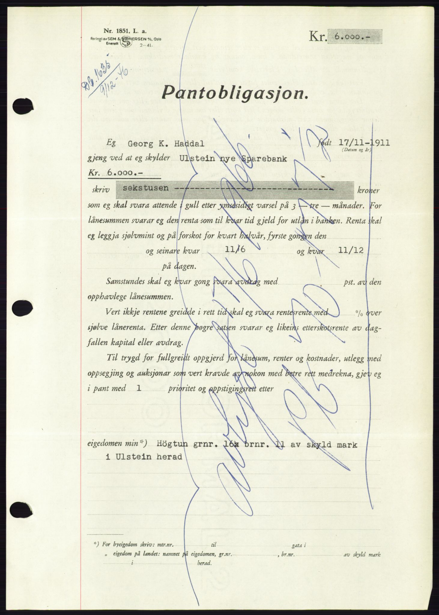 Søre Sunnmøre sorenskriveri, AV/SAT-A-4122/1/2/2C/L0114: Pantebok nr. 1-2B, 1943-1947, Dagboknr: 1635/1946