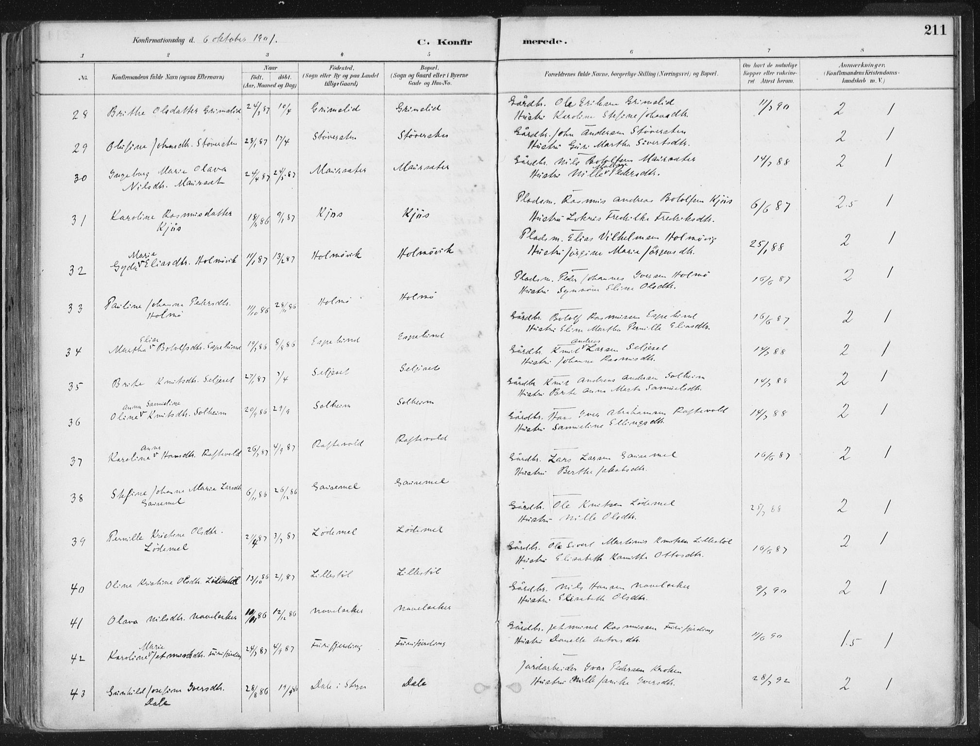 Hornindal sokneprestembete, AV/SAB-A-82401/H/Haa/Haaa/L0003/0001: Ministerialbok nr. A 3A, 1887-1917, s. 211