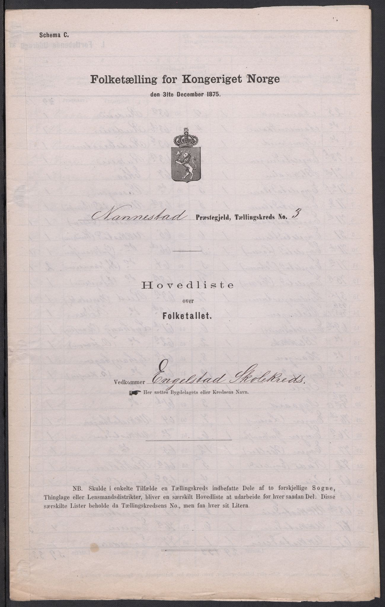 RA, Folketelling 1875 for 0238P Nannestad prestegjeld, 1875, s. 13