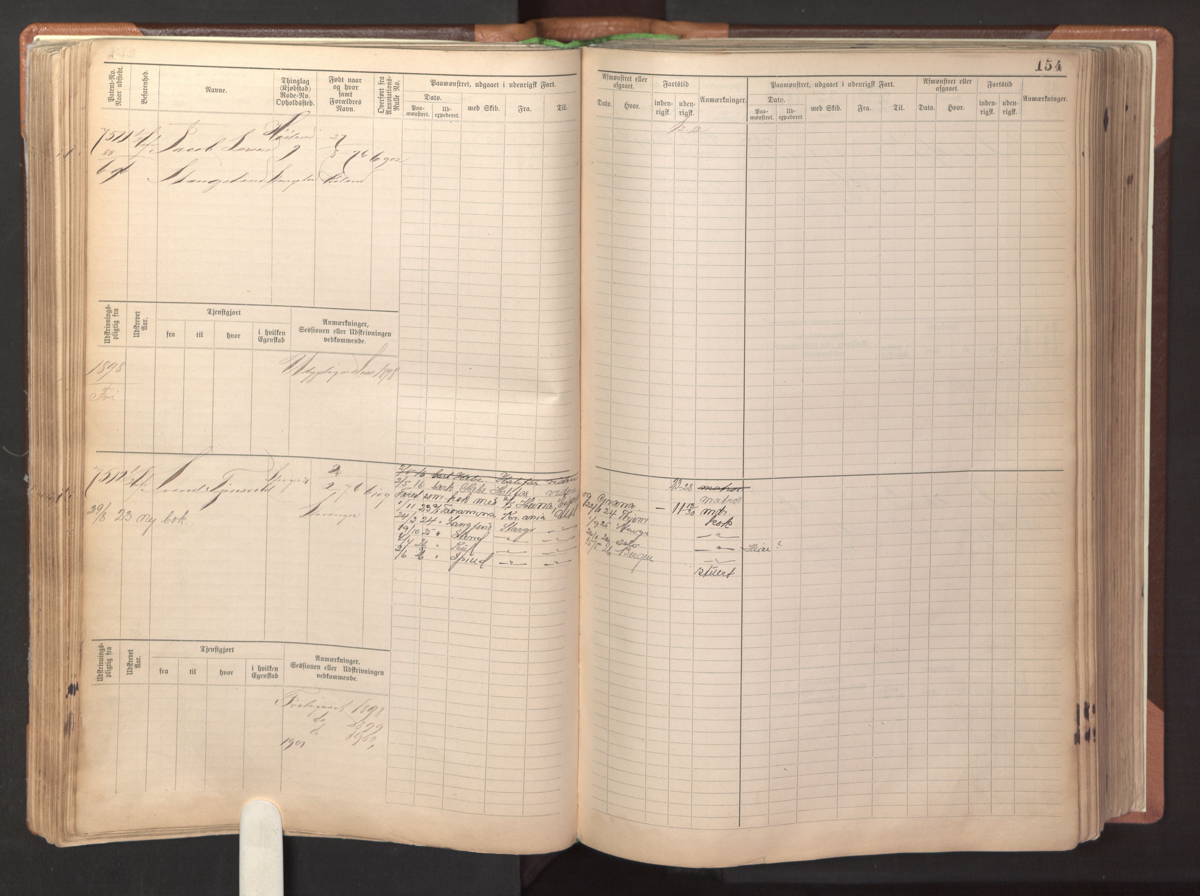 Stavanger sjømannskontor, AV/SAST-A-102006/F/Fb/Fbb/L0022: Sjøfartshovedrulle patnentnr. 7205-8160 (dublett), 1894, s. 158