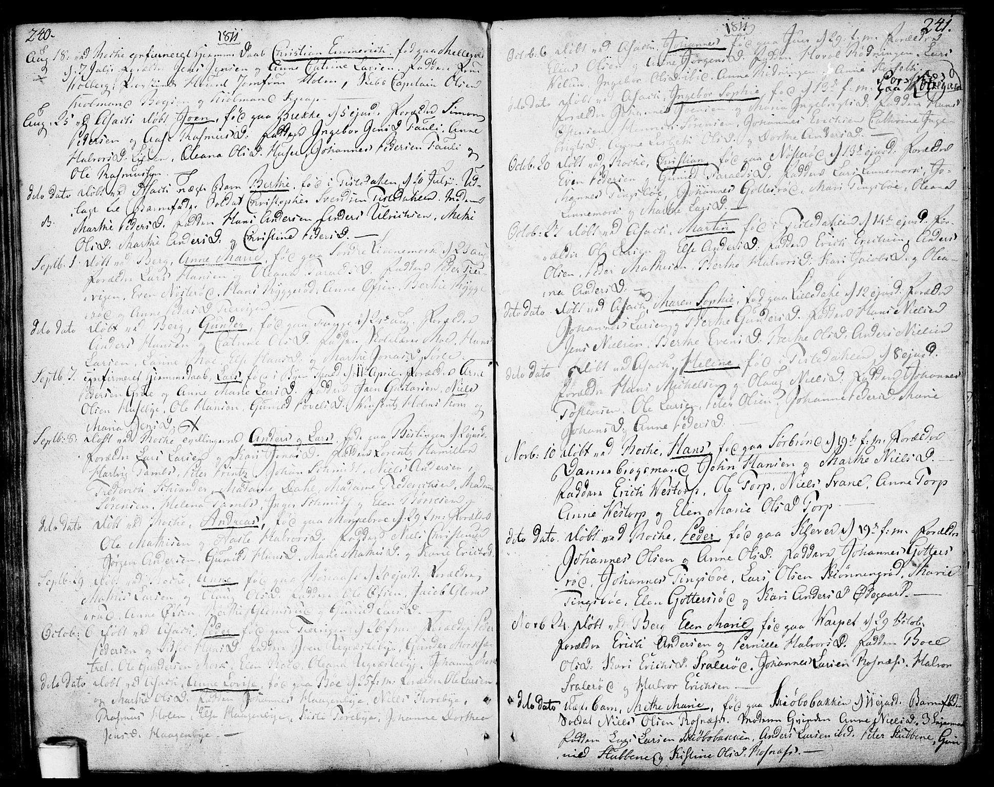 Berg prestekontor Kirkebøker, AV/SAO-A-10902/F/Fa/L0001: Ministerialbok nr. I 1, 1770-1814, s. 240-241