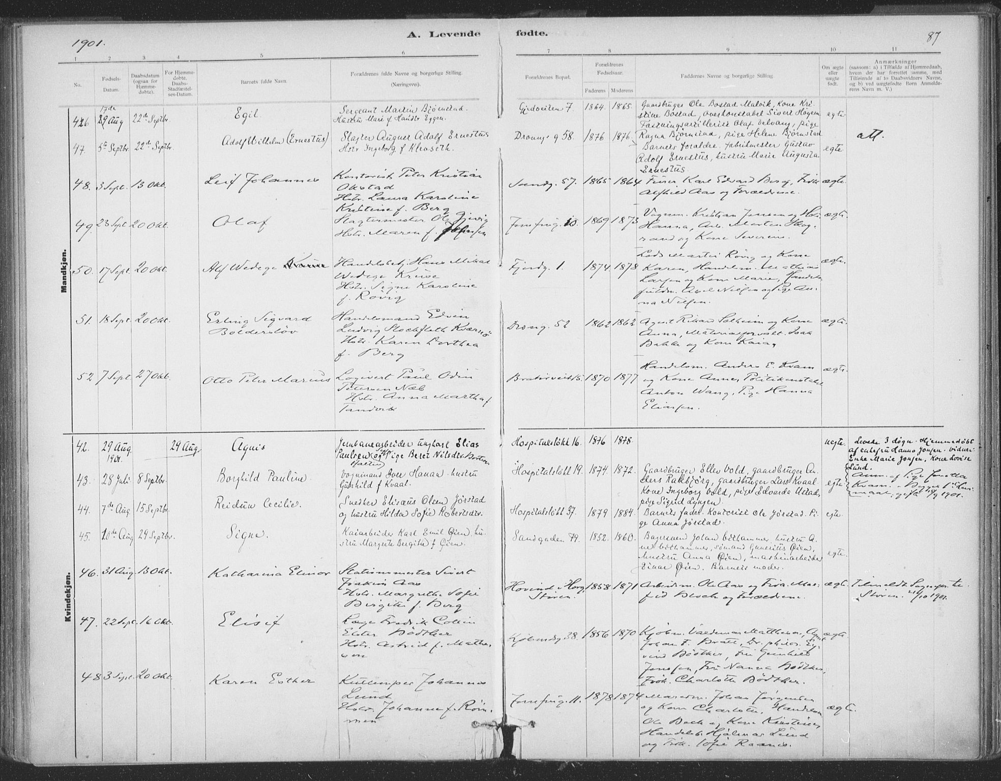 Ministerialprotokoller, klokkerbøker og fødselsregistre - Sør-Trøndelag, SAT/A-1456/602/L0122: Ministerialbok nr. 602A20, 1892-1908, s. 87