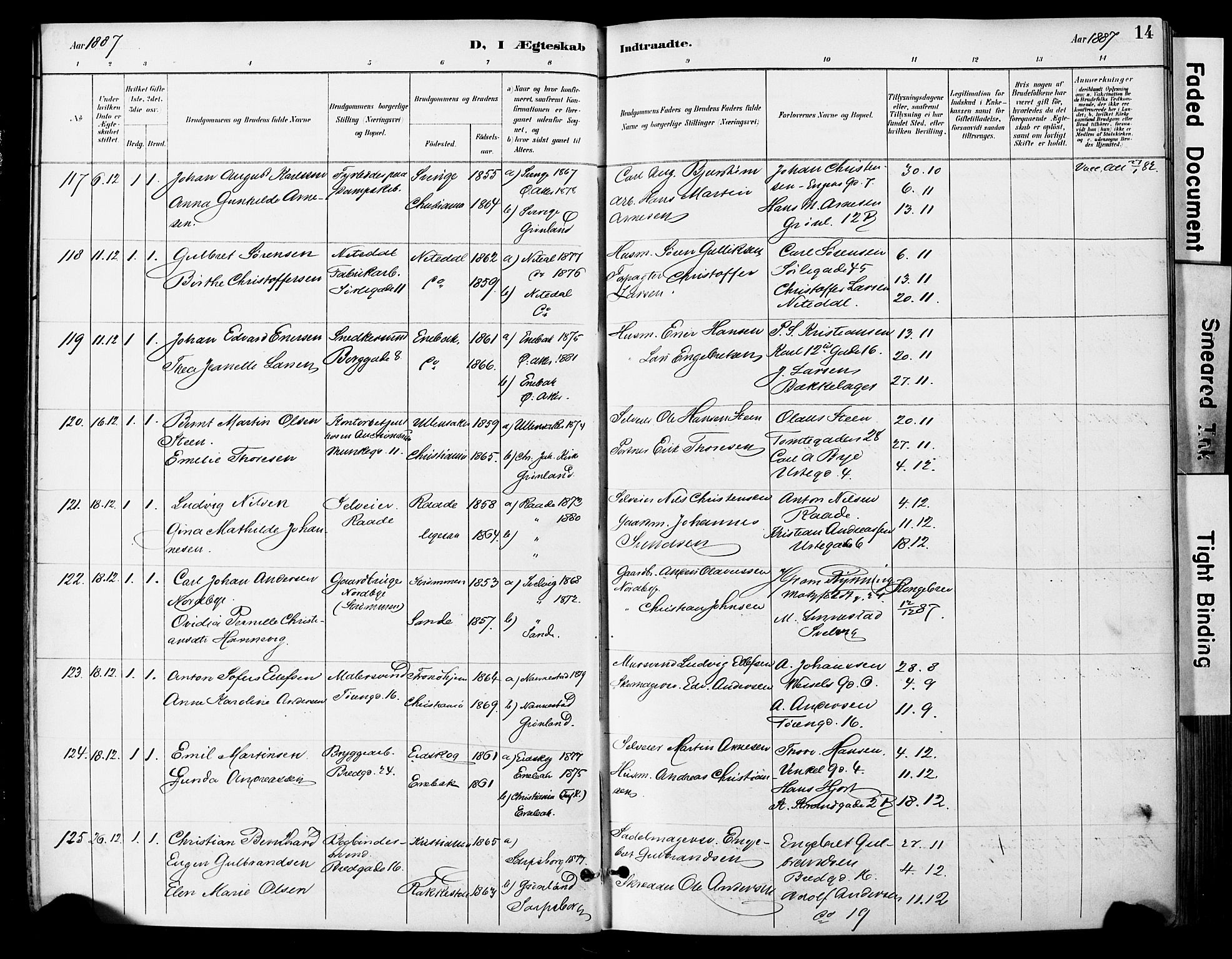 Grønland prestekontor Kirkebøker, AV/SAO-A-10848/F/Fa/L0013: Ministerialbok nr. 13, 1887-1906, s. 14