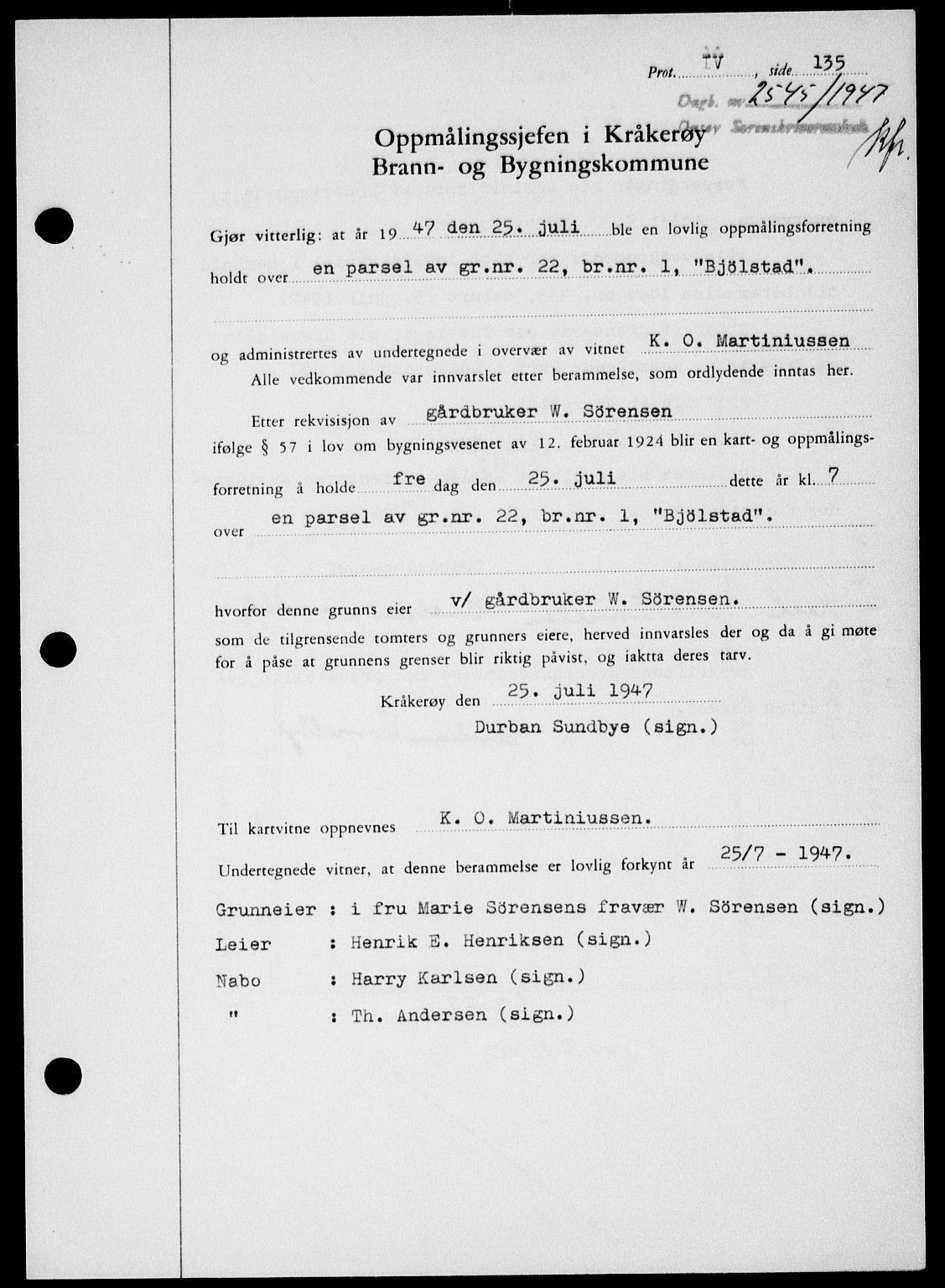 Onsøy sorenskriveri, AV/SAO-A-10474/G/Ga/Gab/L0021: Pantebok nr. II A-21, 1947-1947, Dagboknr: 2545/1947