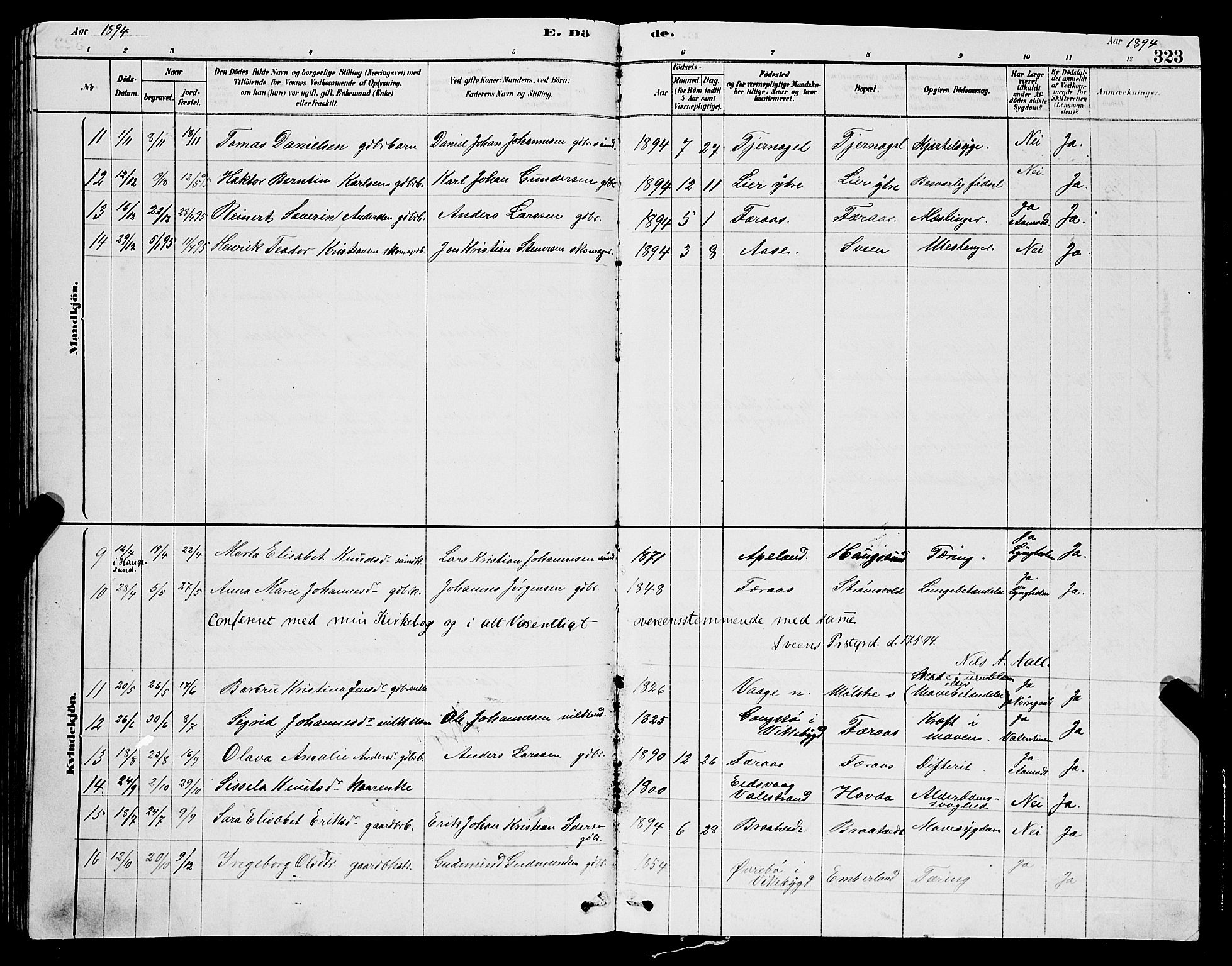 Sveio Sokneprestembete, AV/SAB-A-78501/H/Hab: Klokkerbok nr. A 3, 1878-1896, s. 323