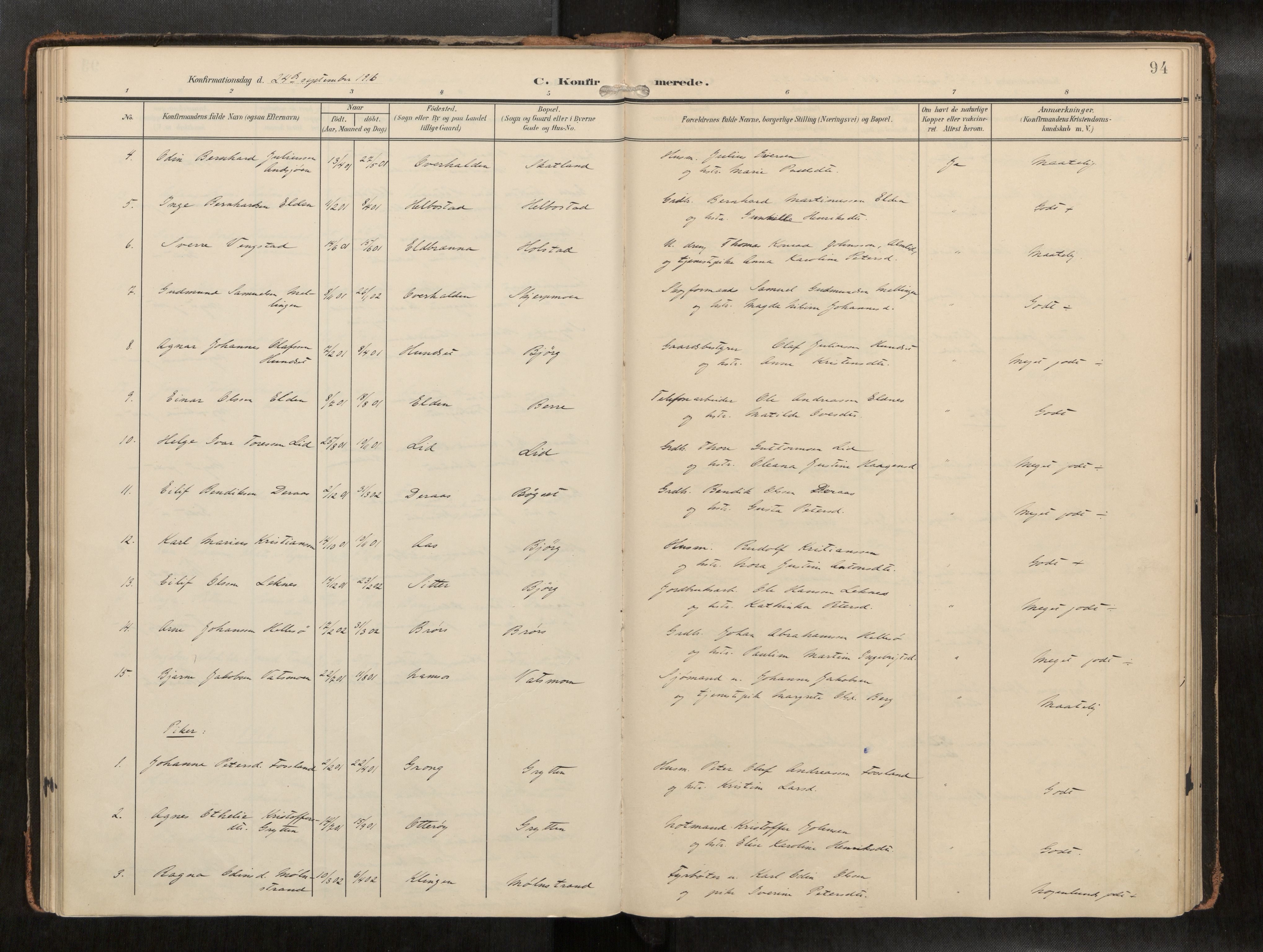 Ministerialprotokoller, klokkerbøker og fødselsregistre - Nord-Trøndelag, AV/SAT-A-1458/742/L0409a: Ministerialbok nr. 742A03, 1906-1924, s. 94