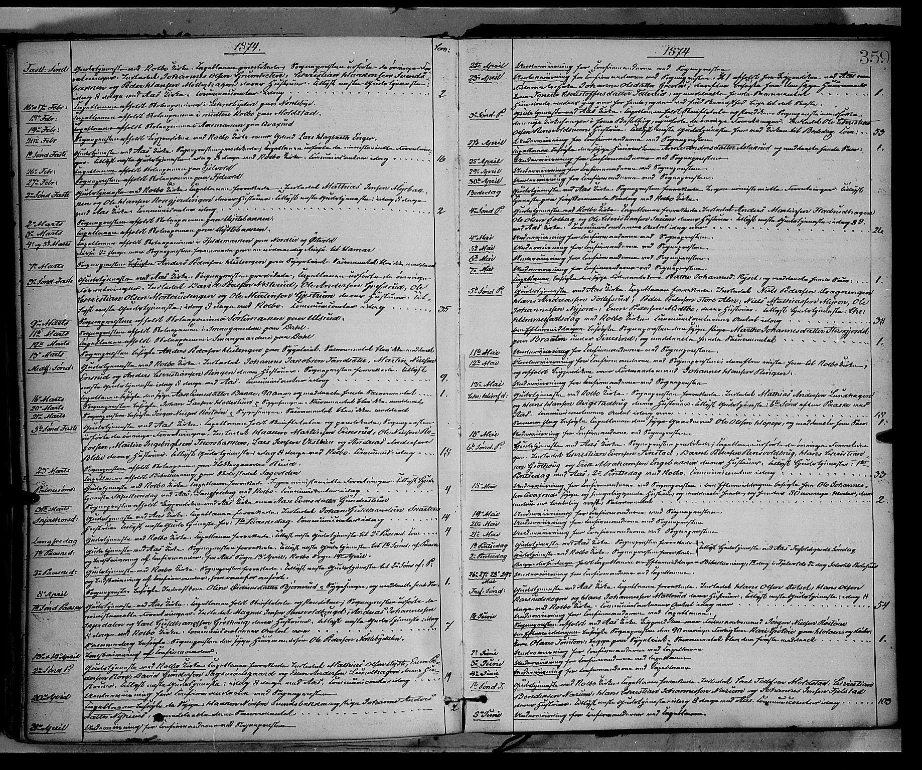 Vestre Toten prestekontor, AV/SAH-PREST-108/H/Ha/Haa/L0008: Ministerialbok nr. 8, 1870-1877, s. 359