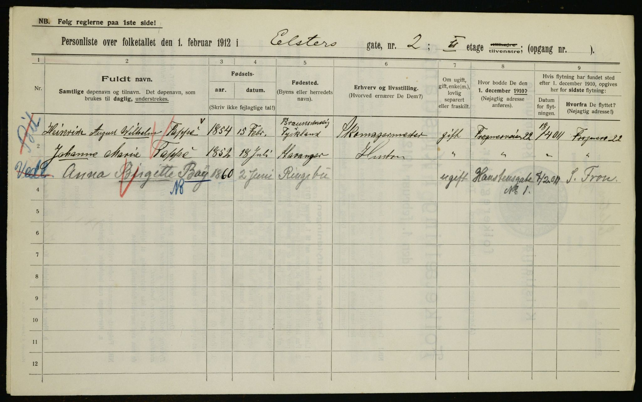 OBA, Kommunal folketelling 1.2.1912 for Kristiania, 1912, s. 20809