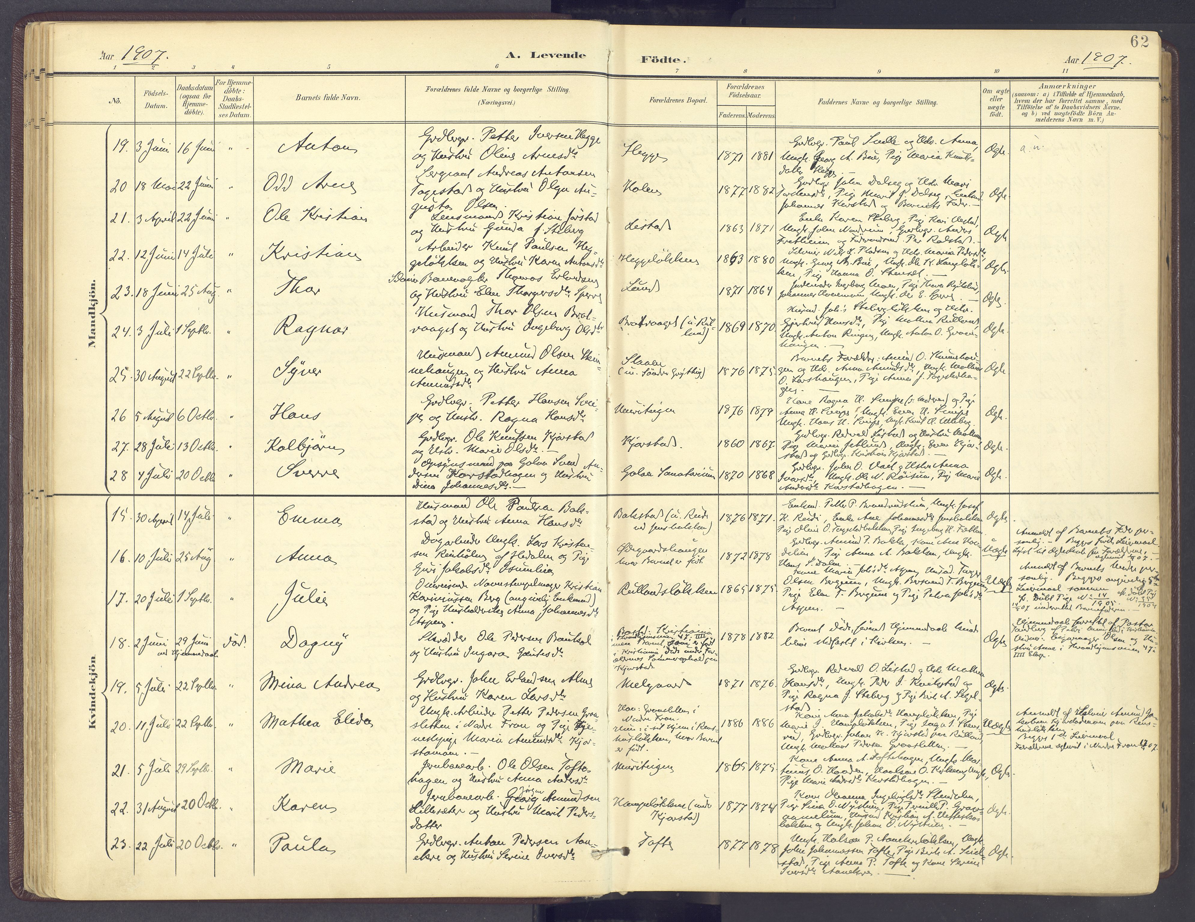 Sør-Fron prestekontor, AV/SAH-PREST-010/H/Ha/Haa/L0004: Ministerialbok nr. 4, 1898-1919, s. 62