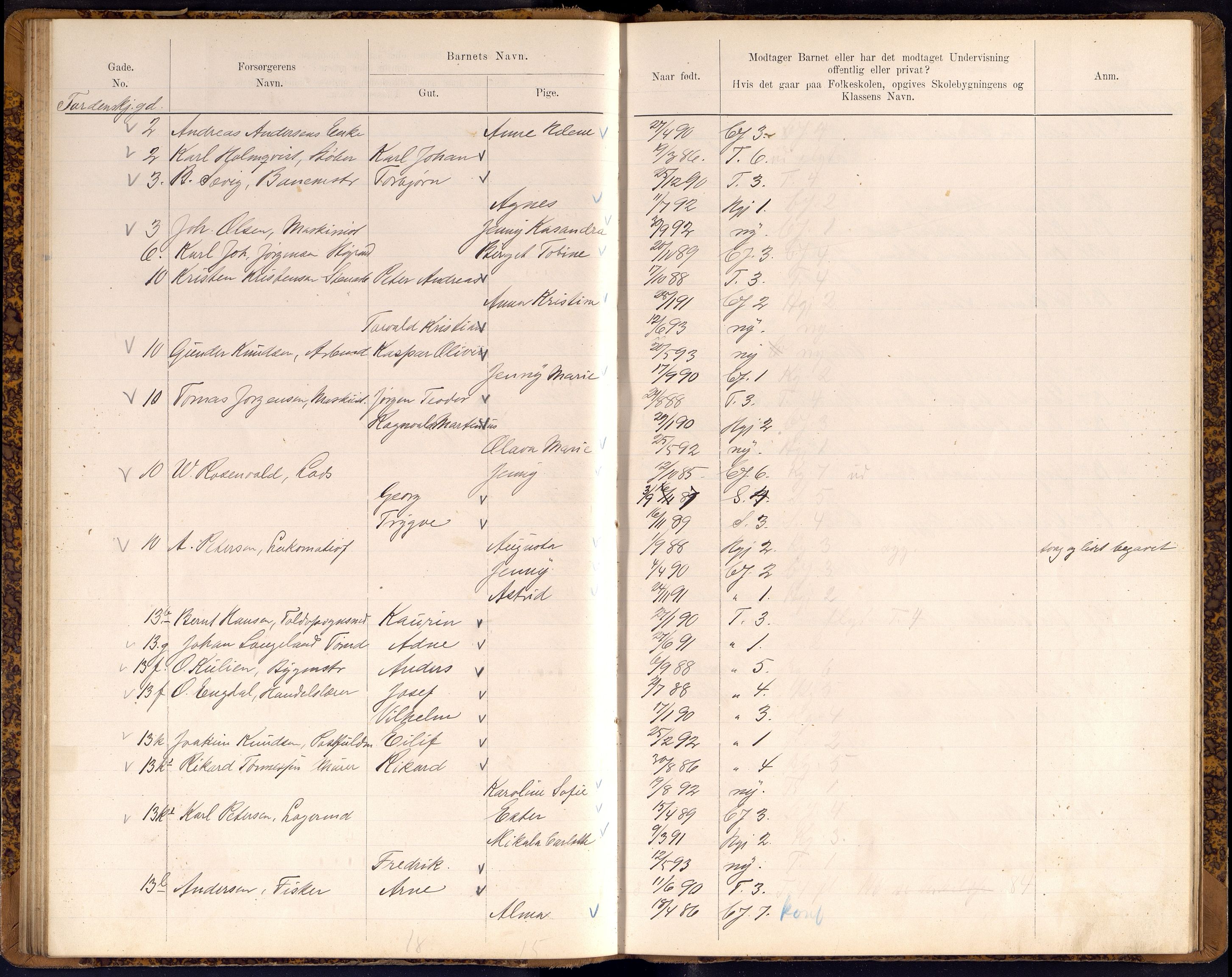 Kristiansand By - Skolekommisjonen/ -Styret, ARKSOR/1001KG510/J/Jb/L0009: Barnetelling, 1899