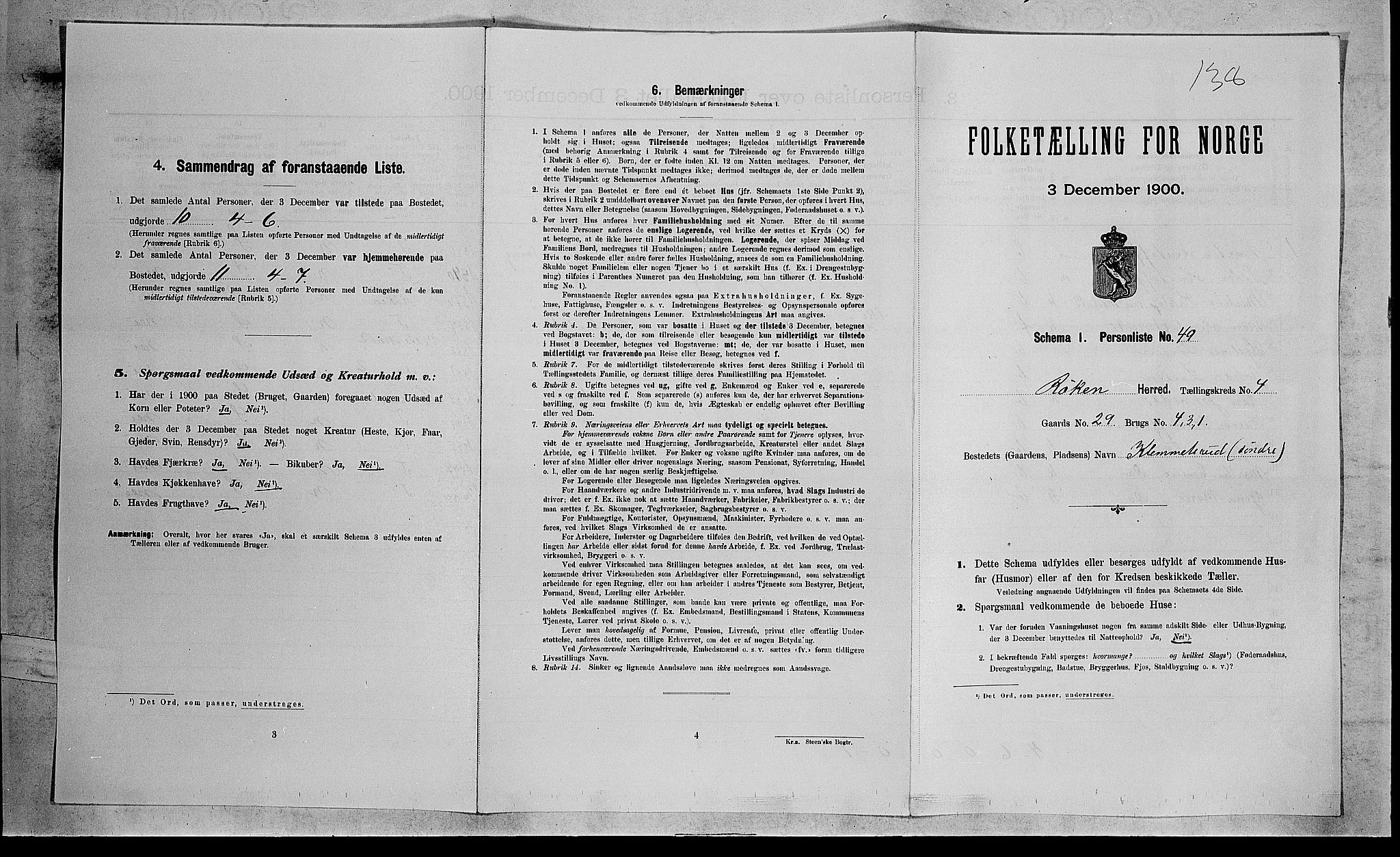 RA, Folketelling 1900 for 0627 Røyken herred, 1900, s. 611