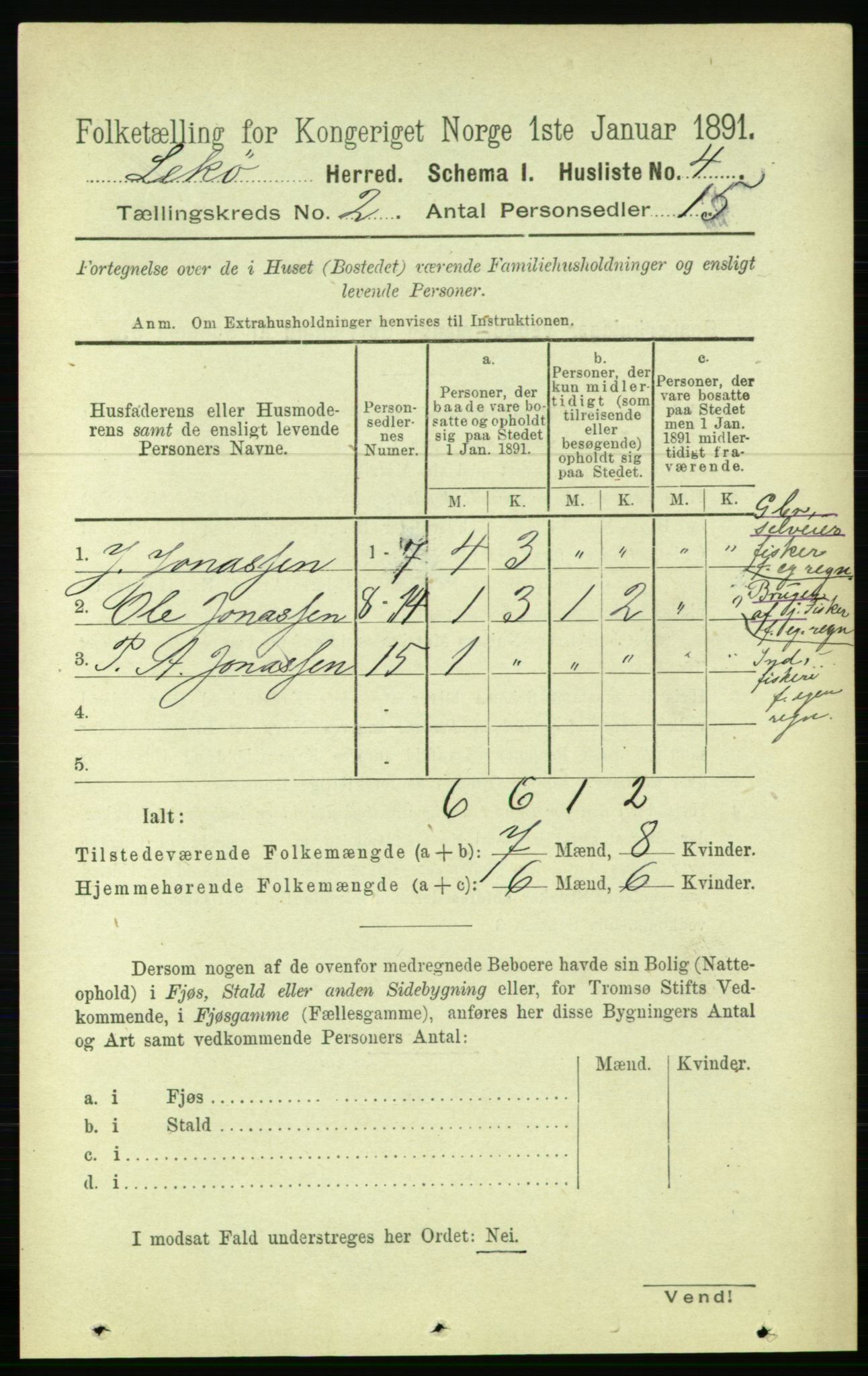 RA, Folketelling 1891 for 1755 Leka herred, 1891, s. 910