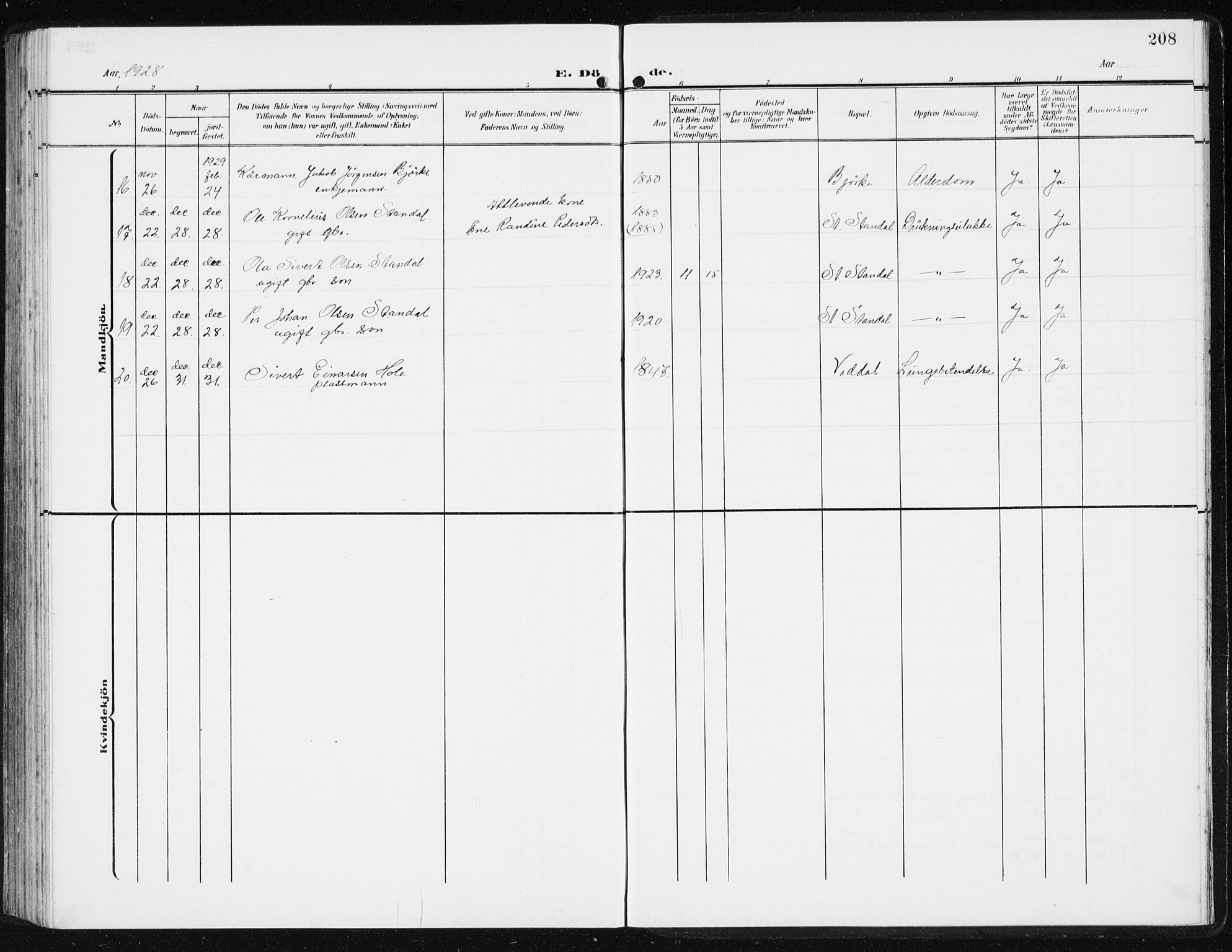 Ministerialprotokoller, klokkerbøker og fødselsregistre - Møre og Romsdal, AV/SAT-A-1454/515/L0216: Klokkerbok nr. 515C03, 1906-1941, s. 208