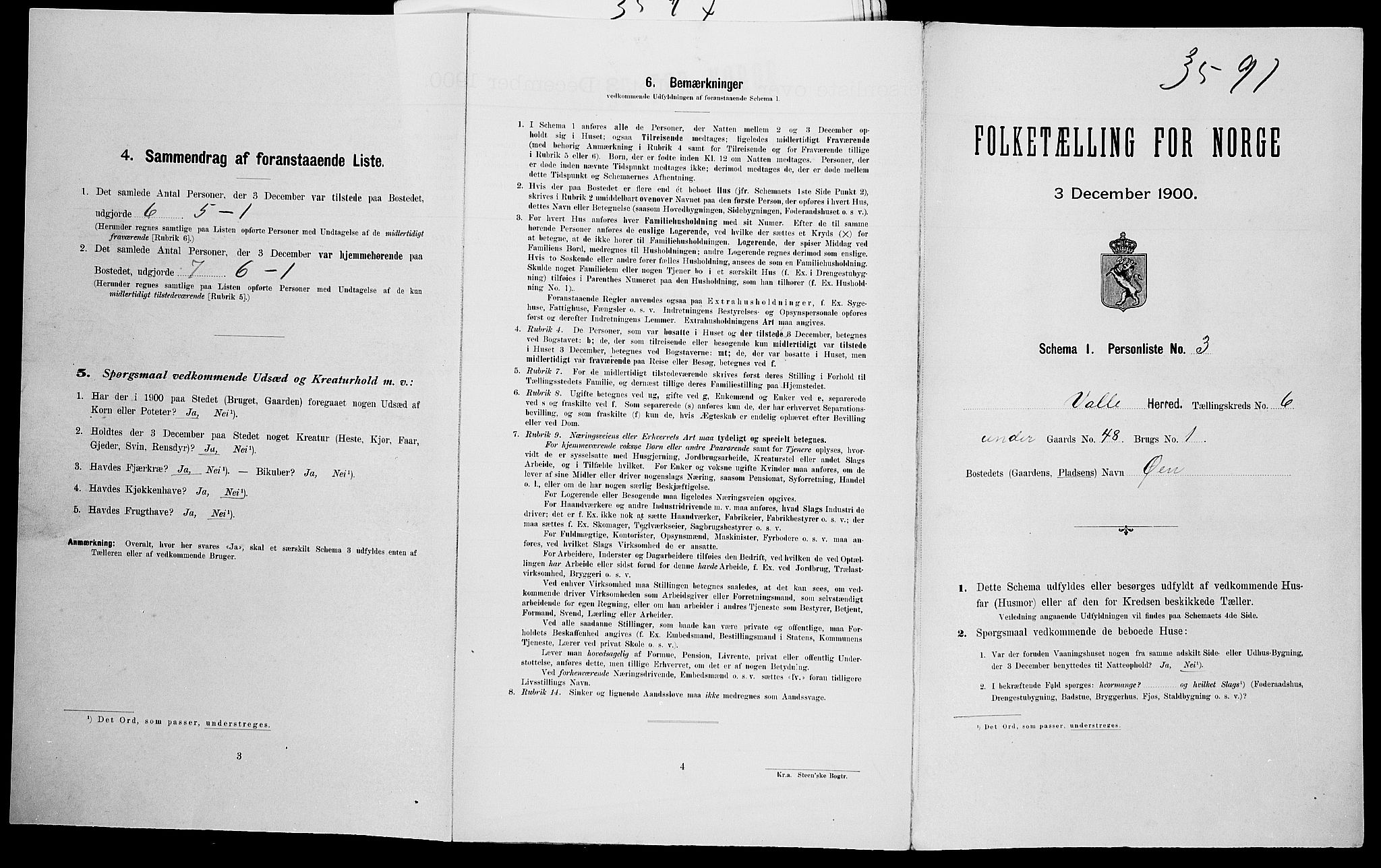 SAK, Folketelling 1900 for 0940 Valle herred, 1900, s. 514