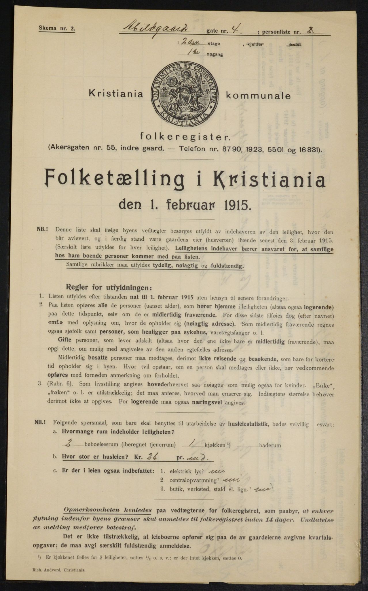 OBA, Kommunal folketelling 1.2.1915 for Kristiania, 1915, s. 18