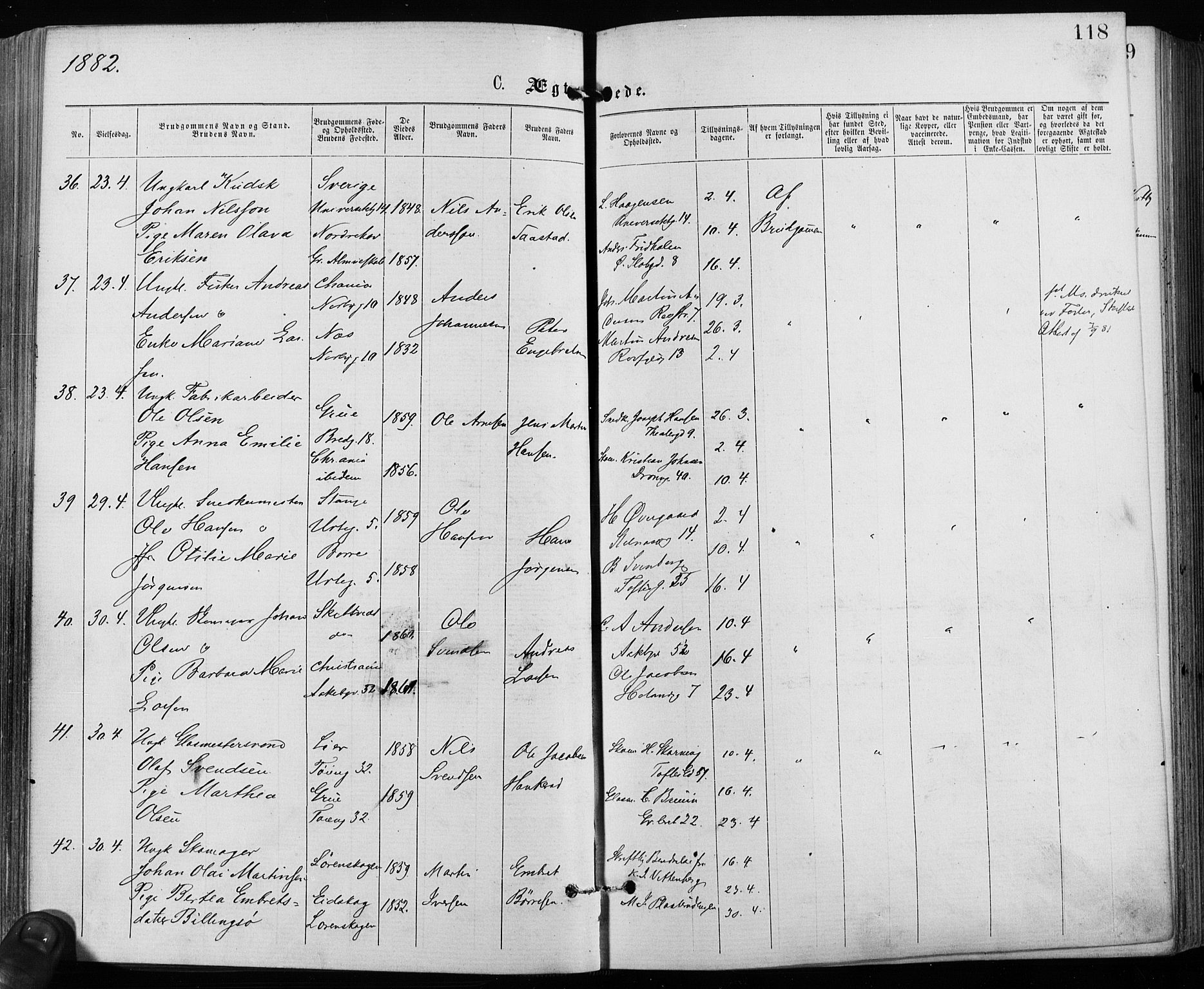 Grønland prestekontor Kirkebøker, AV/SAO-A-10848/F/Fa/L0006: Ministerialbok nr. 6, 1877-1886, s. 118