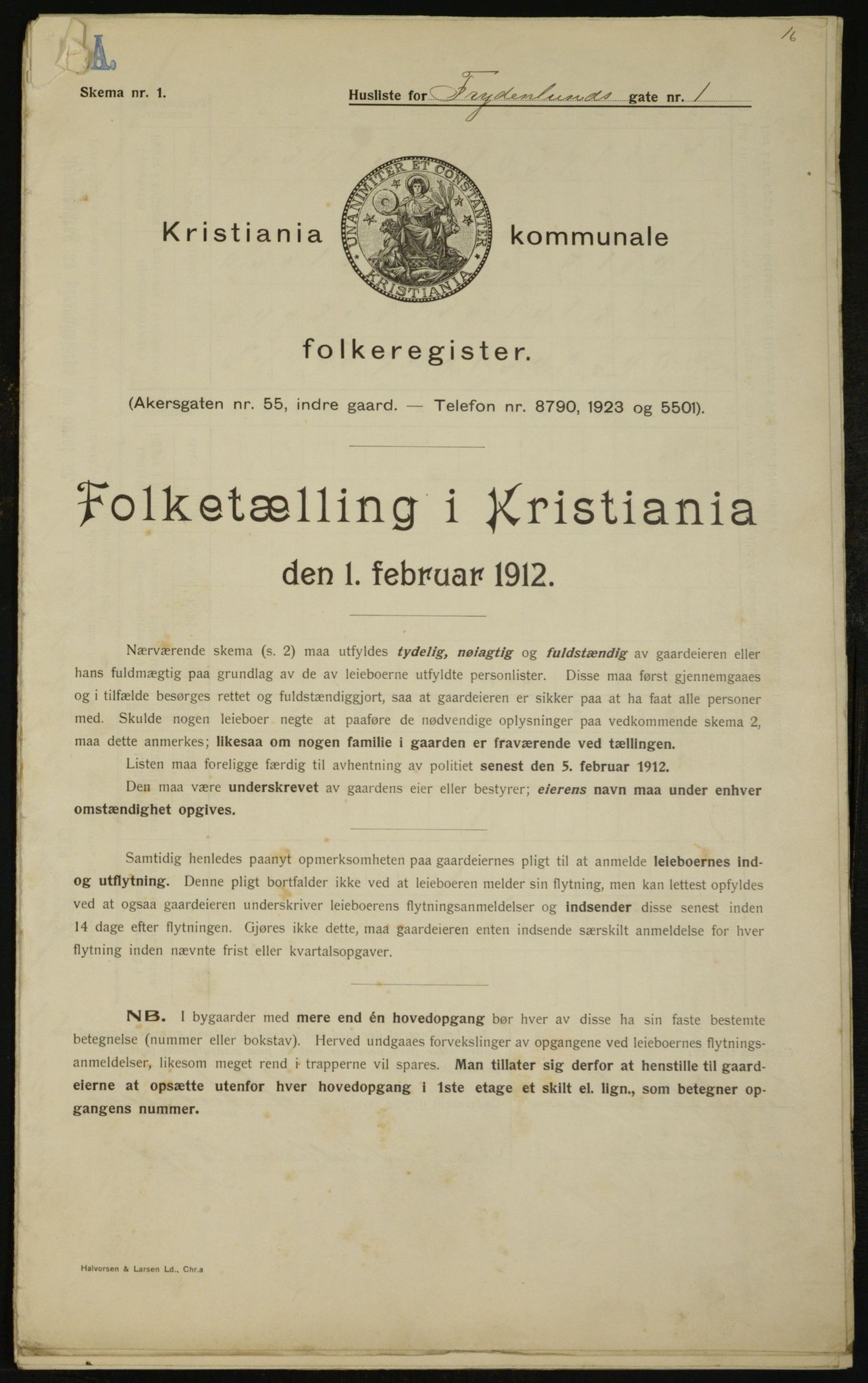 OBA, Kommunal folketelling 1.2.1912 for Kristiania, 1912, s. 27805