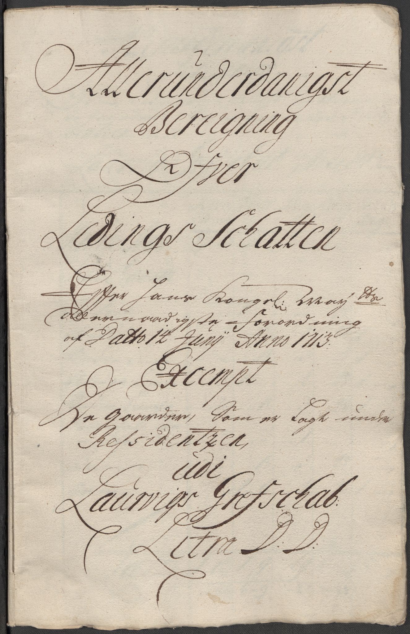 Rentekammeret inntil 1814, Reviderte regnskaper, Fogderegnskap, RA/EA-4092/R33/L1985: Fogderegnskap Larvik grevskap, 1713, s. 290