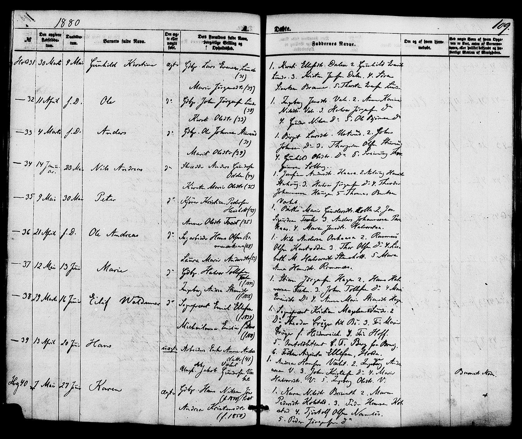 Holla kirkebøker, AV/SAKO-A-272/F/Fa/L0007: Ministerialbok nr. 7, 1869-1881, s. 109