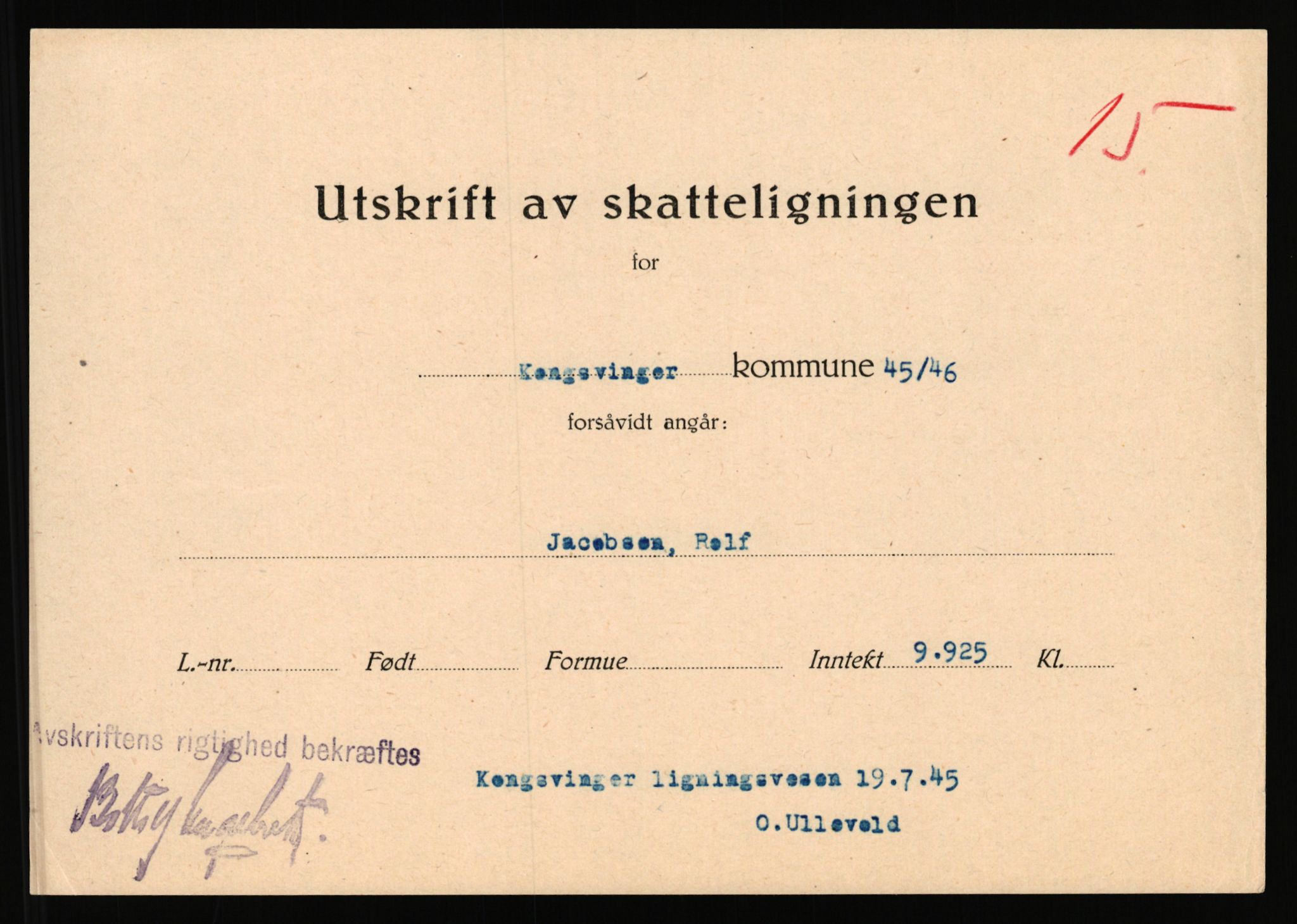 Landssvikarkivet, Kongsvinger politikammer, RA/S-3138-08/Da/L0055/0797: Saker / Anr. 555/45, 1945-1946, s. 70