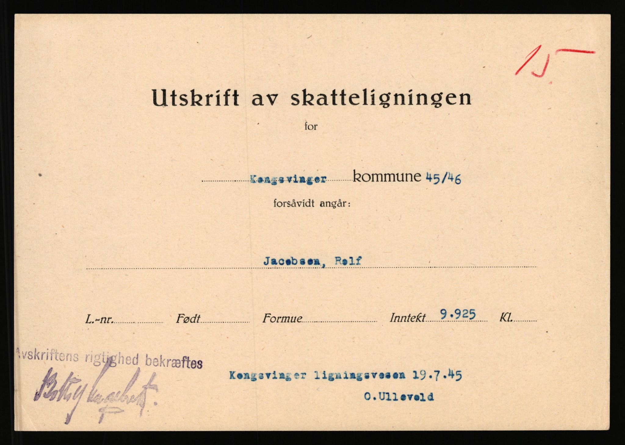 Landssvikarkivet, Kongsvinger politikammer, AV/RA-S-3138-08/Da/L0055/0797: Saker / Anr. 555/45, 1945-1946, s. 70