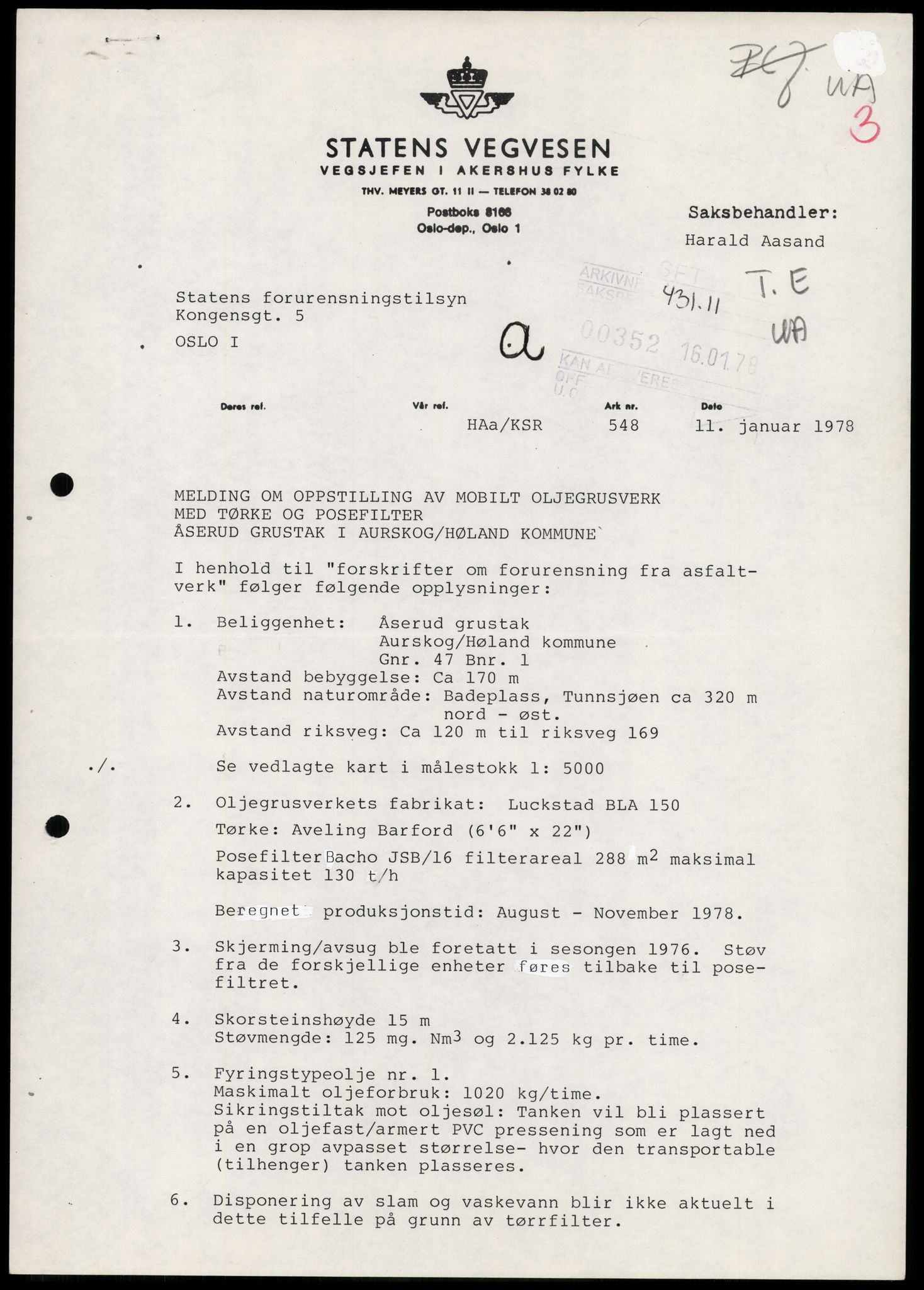 Statens forurensningstilsyn, hovedkontoret, AV/RA-S-4136/1/D/Da/L0493: Konsesjonssaker, 1985-1993, s. 139