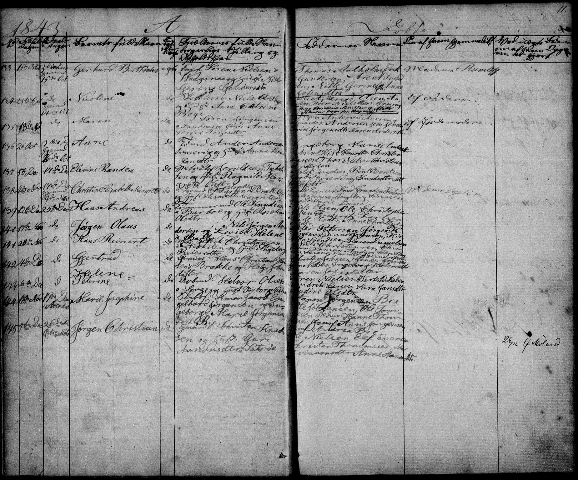 Tromøy sokneprestkontor, AV/SAK-1111-0041/F/Fb/L0001: Klokkerbok nr. B 1, 1843-1850, s. 11