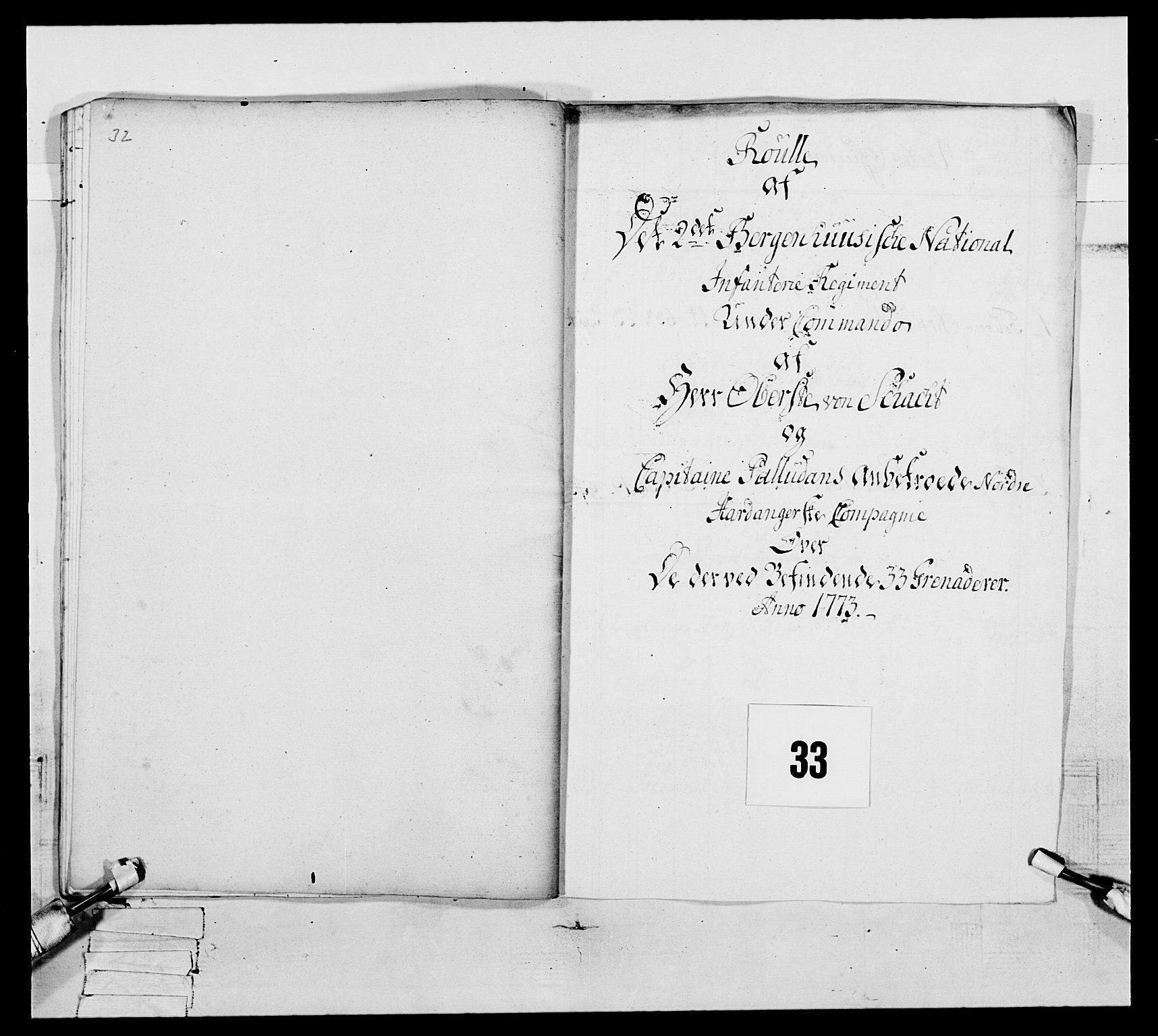 Generalitets- og kommissariatskollegiet, Det kongelige norske kommissariatskollegium, AV/RA-EA-5420/E/Eh/L0093: 2. Bergenhusiske nasjonale infanteriregiment, 1772-1774, s. 368