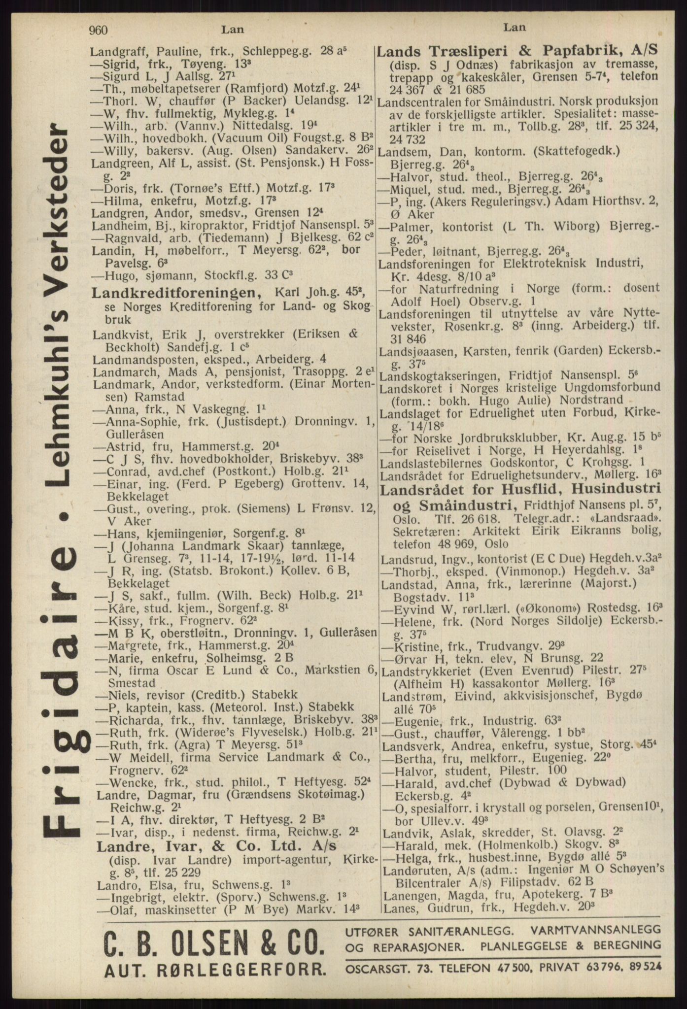Kristiania/Oslo adressebok, PUBL/-, 1939, s. 960