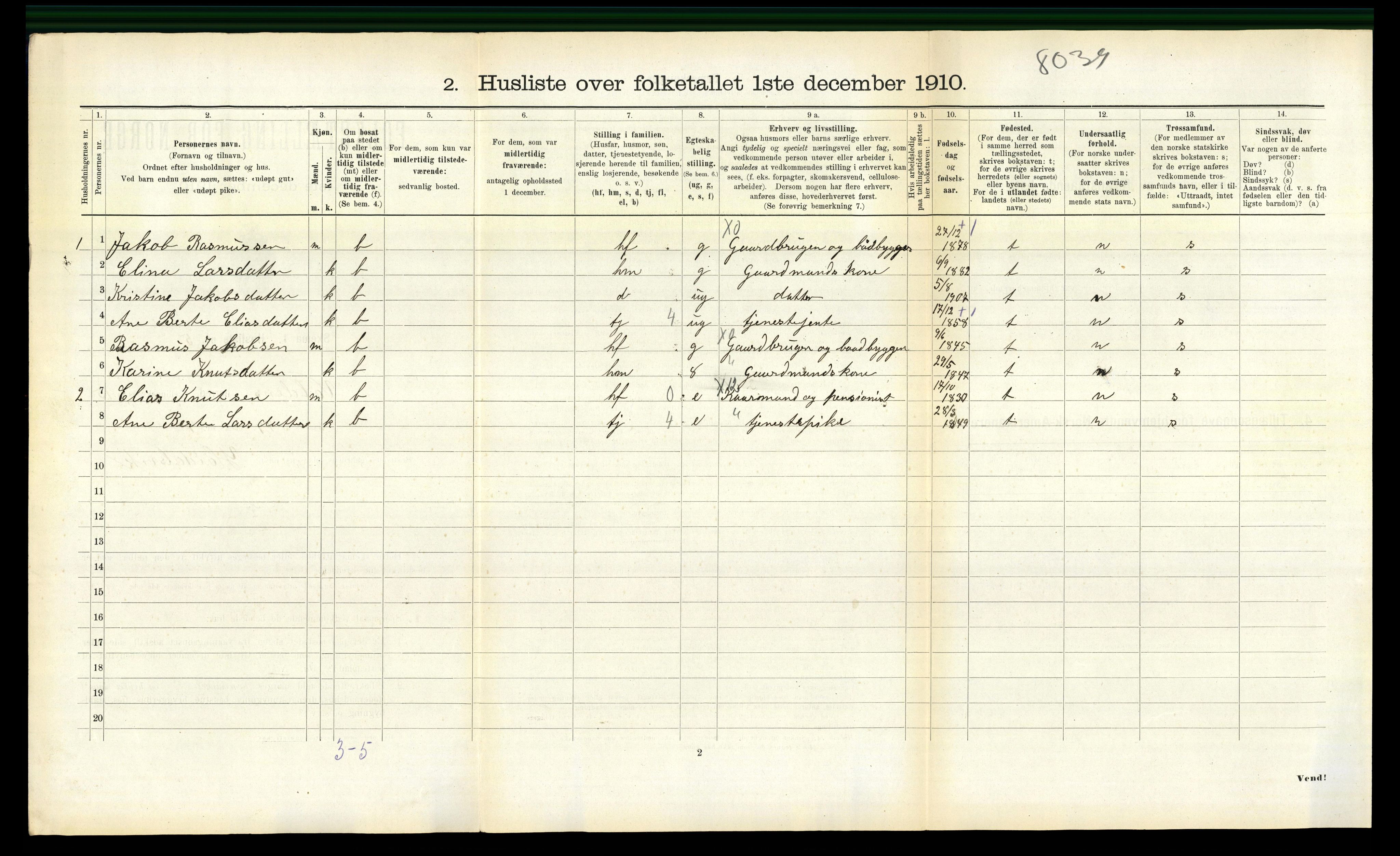 RA, Folketelling 1910 for 1519 Volda herred, 1910, s. 1051