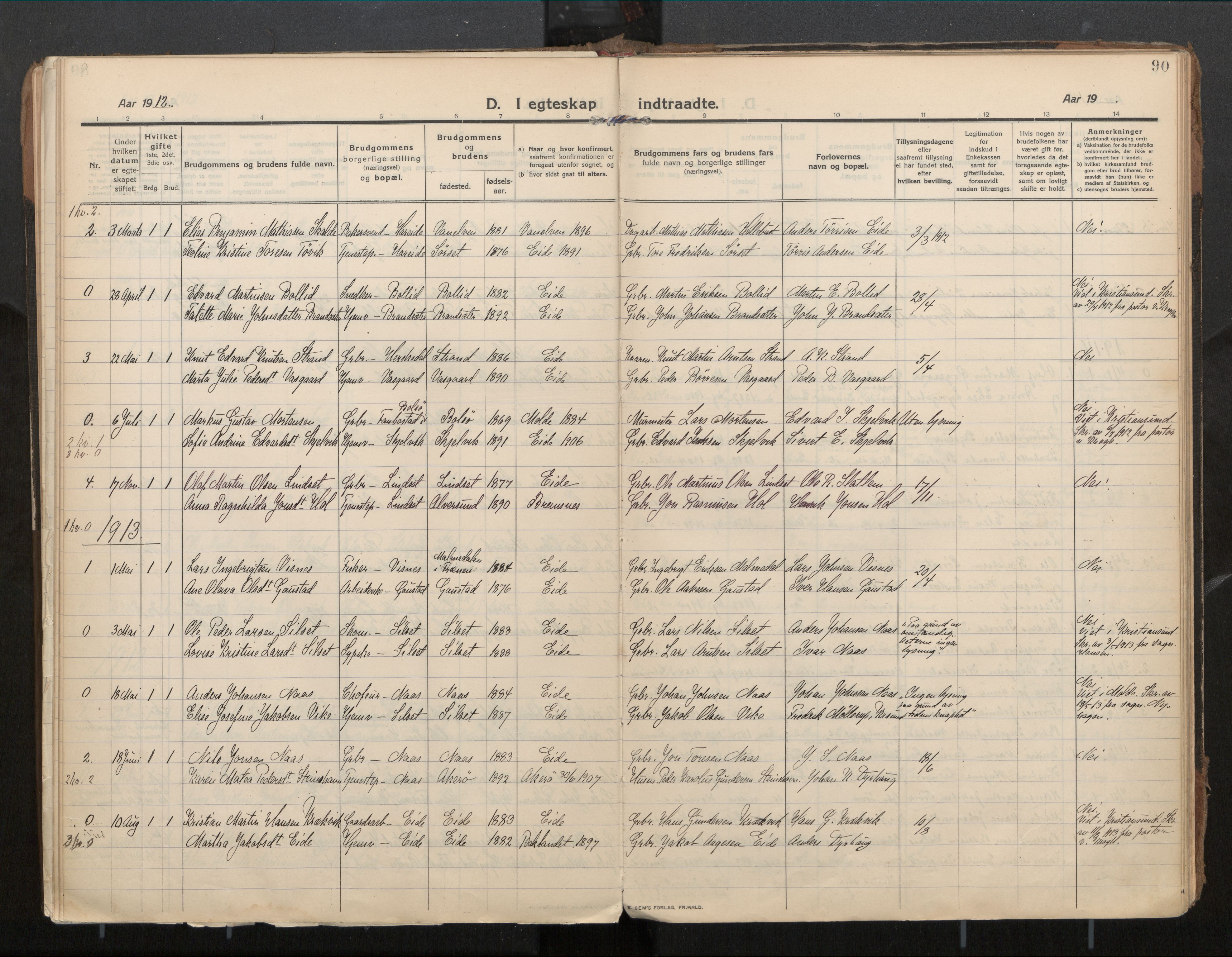 Ministerialprotokoller, klokkerbøker og fødselsregistre - Møre og Romsdal, AV/SAT-A-1454/571/L0836b: Ministerialbok nr. 571A03, 1911-1926, s. 90