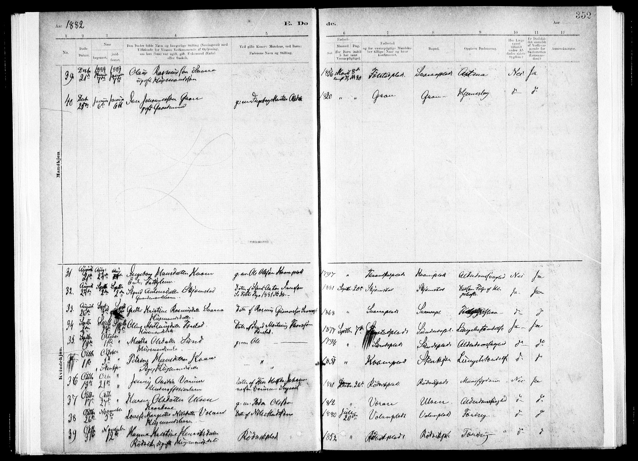 Ministerialprotokoller, klokkerbøker og fødselsregistre - Nord-Trøndelag, SAT/A-1458/730/L0285: Ministerialbok nr. 730A10, 1879-1914, s. 352
