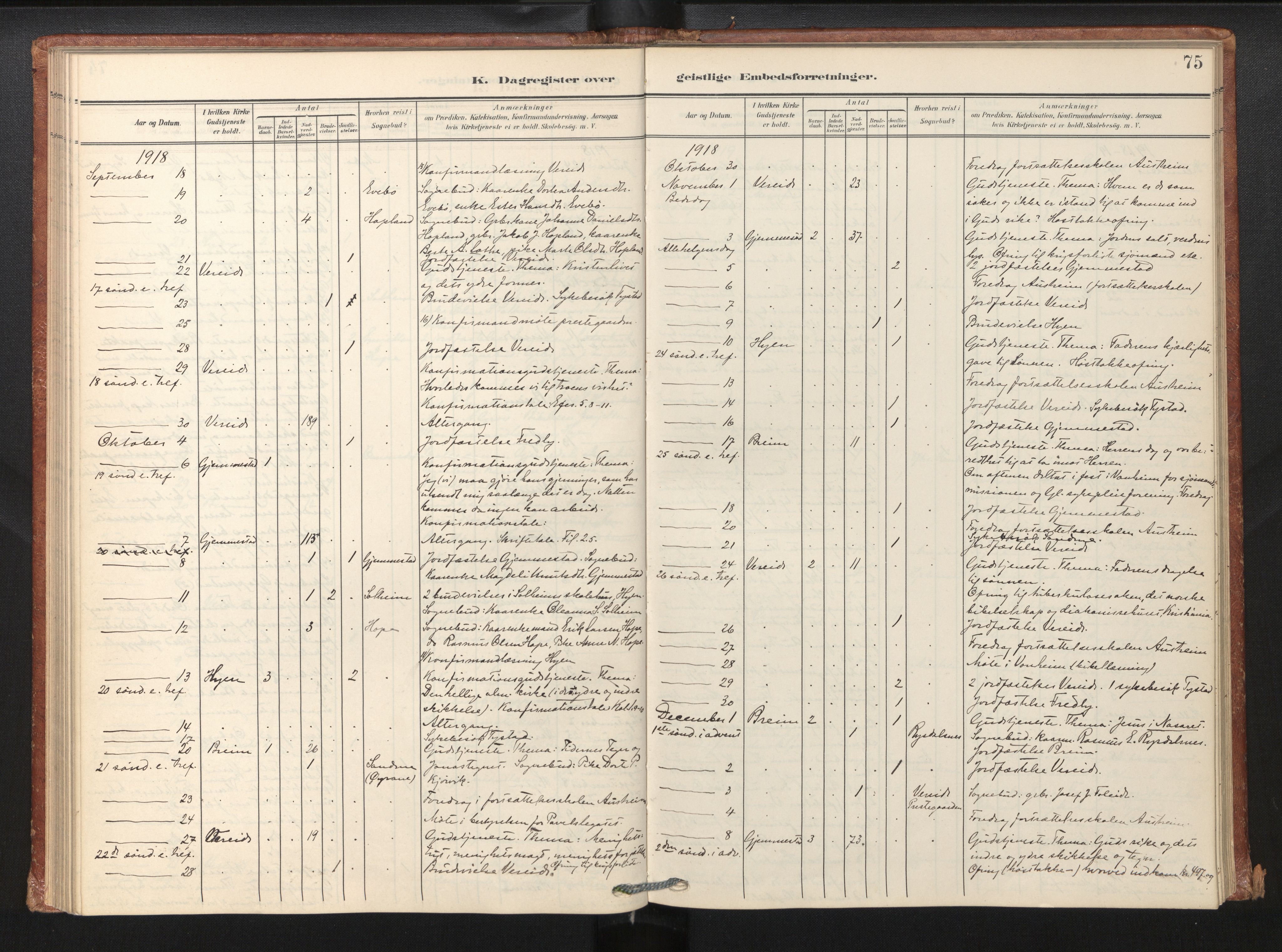 Gloppen sokneprestembete, AV/SAB-A-80101/H/Haa/Haaf/L0002: Dagsregister nr. F 2, 1904-1932, s. 75