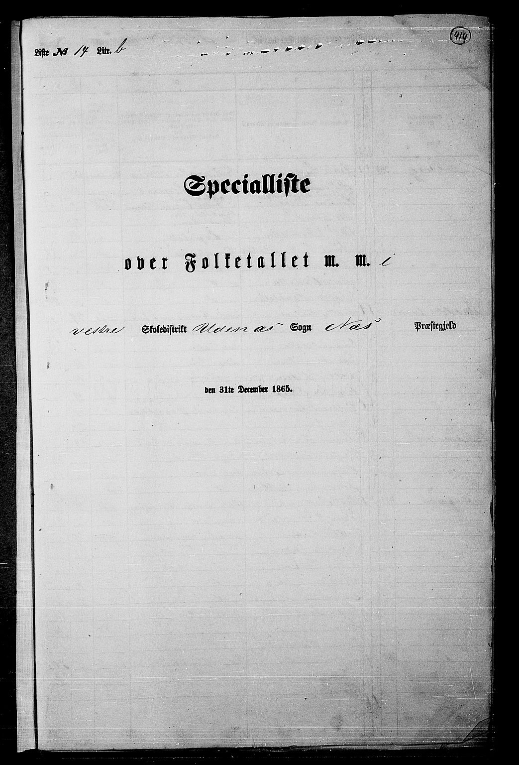 RA, Folketelling 1865 for 0236P Nes prestegjeld, 1865, s. 380
