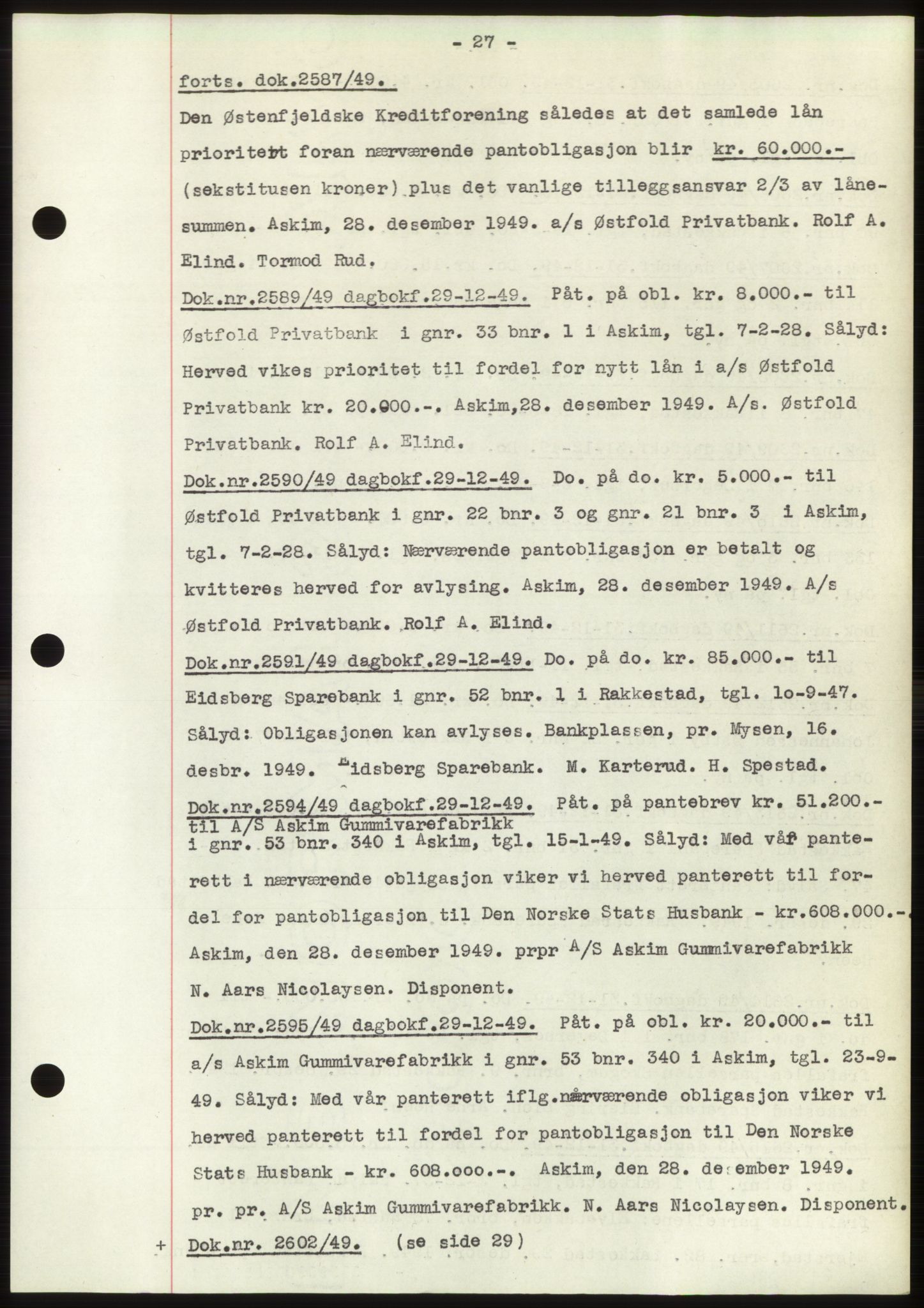 Rakkestad sorenskriveri, SAO/A-10686/G/Gb/Gba/Gbac/L0012: Pantebok nr. B1-4 og B16-20, 1949-1950, Dagboknr: 2587/1949