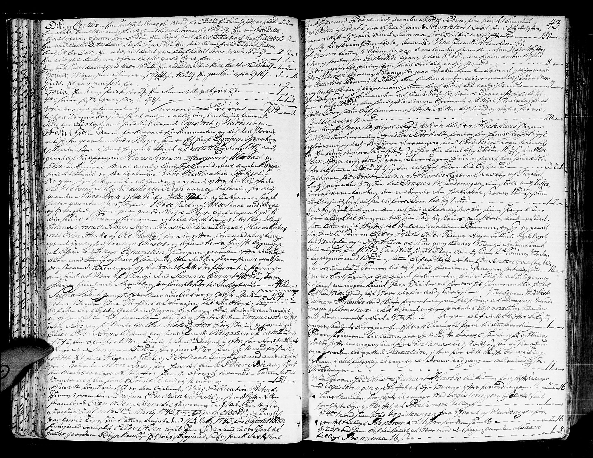 Lier, Røyken og Hurum sorenskriveri, SAKO/A-89/H/Hc/L0004: Skifteprotokoll, 1745-1761, s. 42b-43a