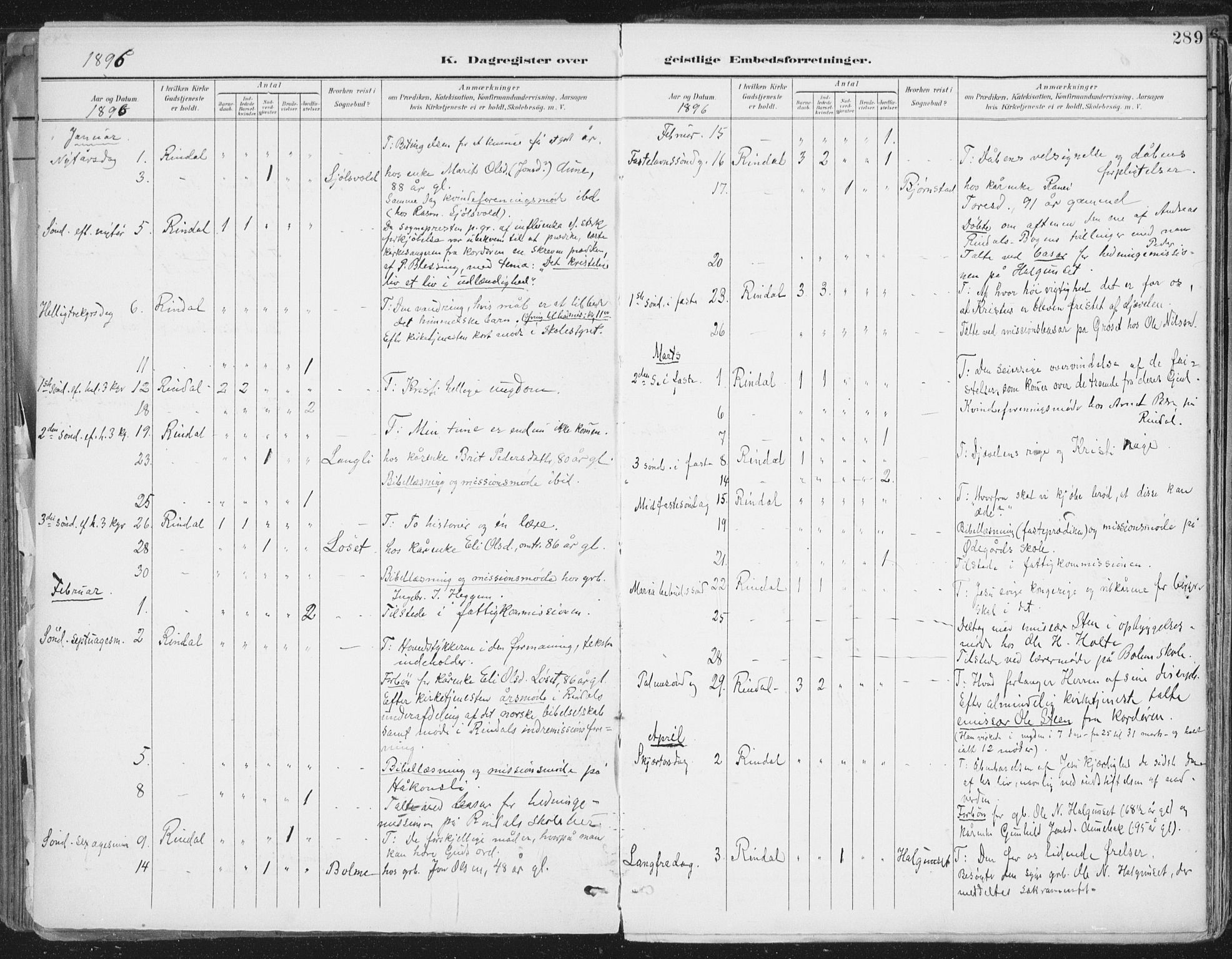 Ministerialprotokoller, klokkerbøker og fødselsregistre - Møre og Romsdal, SAT/A-1454/598/L1072: Ministerialbok nr. 598A06, 1896-1910, s. 289